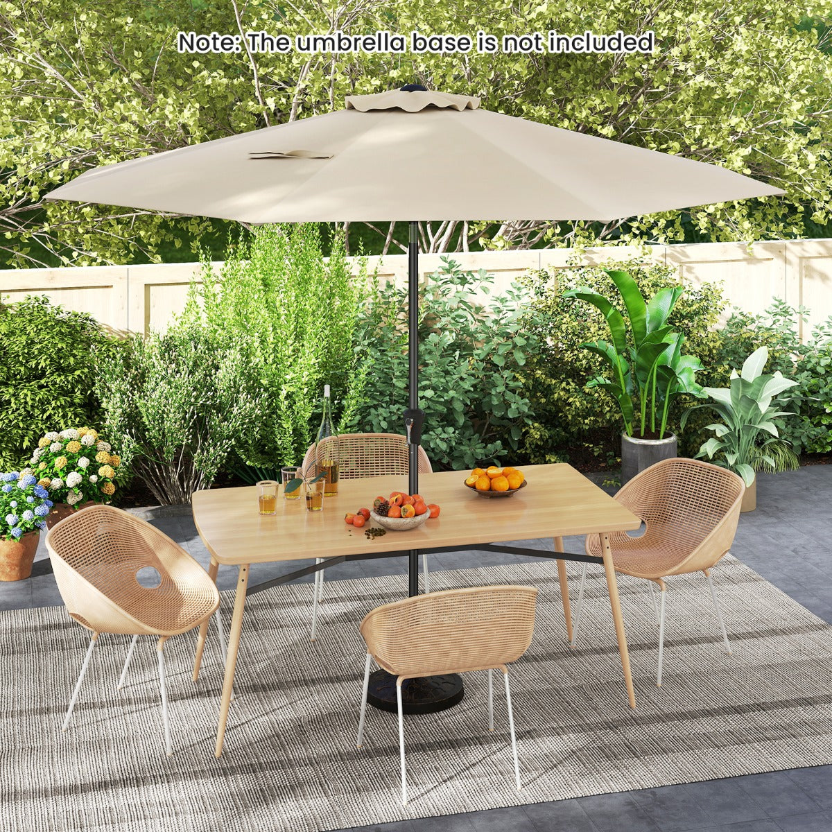 LIVSK Terrasparasol - Kantelbaar - Hoogwaardig Polyester - Stabiele Baleinen - Eenvoudig te Openen - 303 x 253 cm - Beige