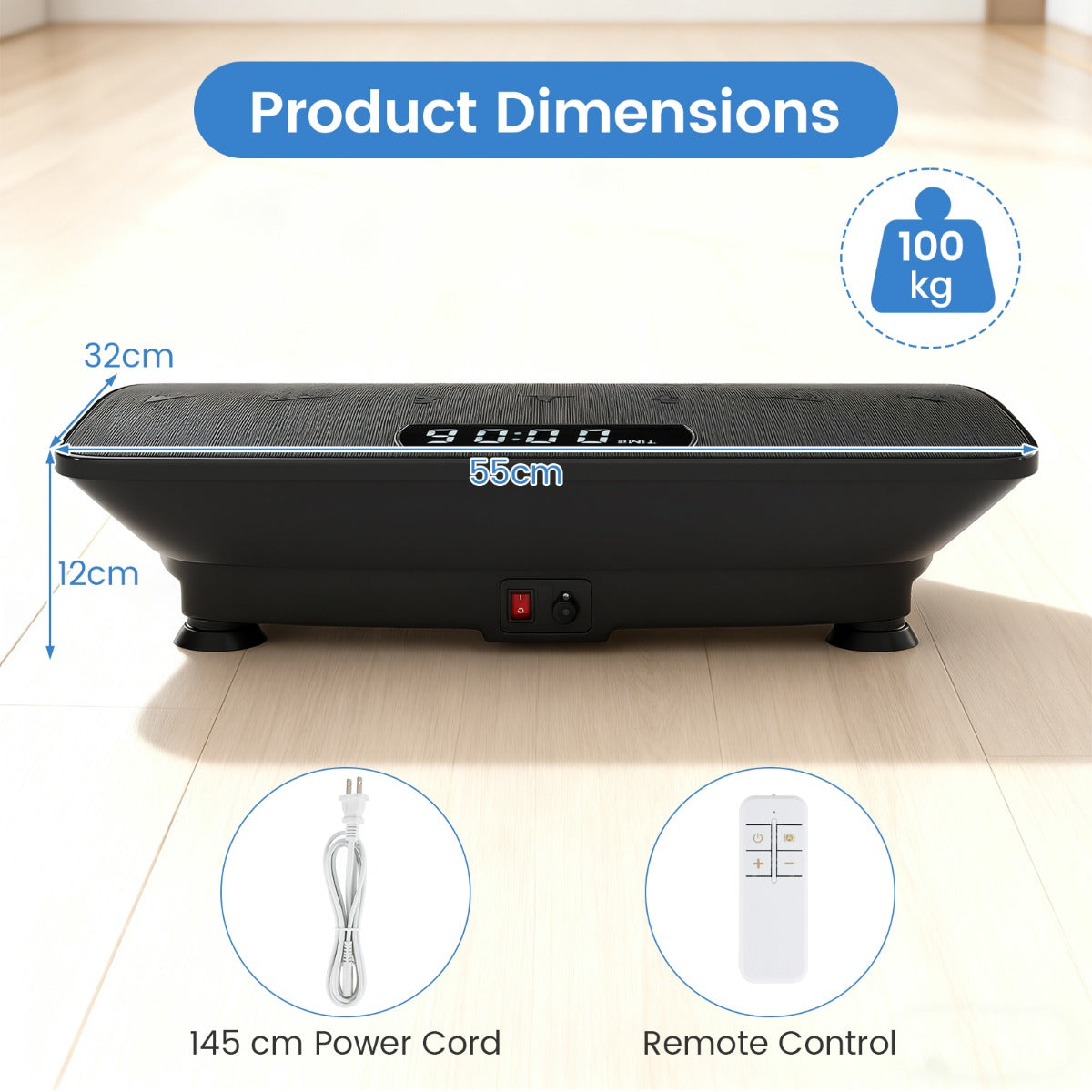 LIVSK Trilplaat - 10 Snelheidsniveaus - Bluetooth & Afstandsbediening - Compact & Stabiel - Zwart/Grijs