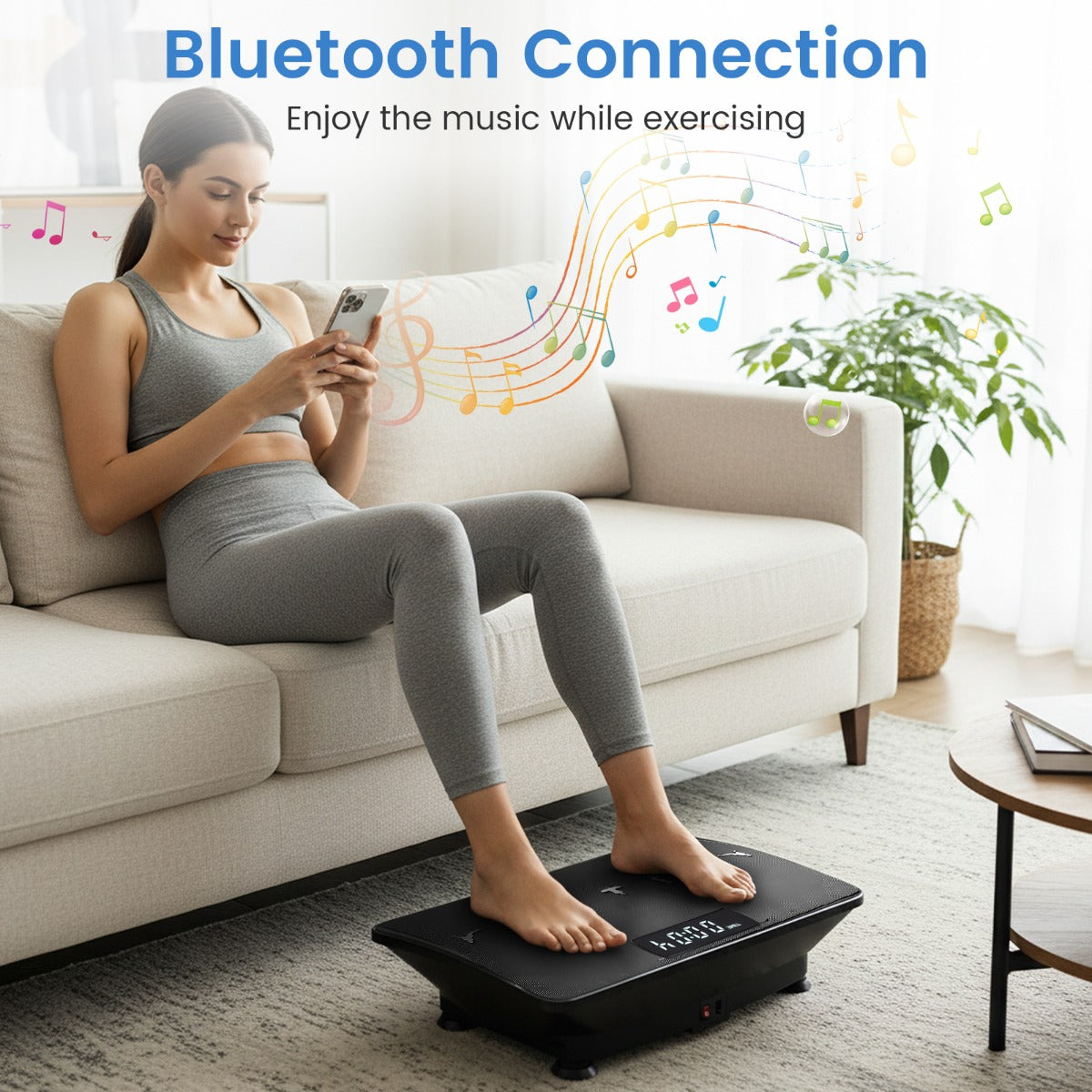 LIVSK Trilplaat - 10 Snelheidsniveaus - Bluetooth & Afstandsbediening - Compact & Stabiel - Zwart/Grijs