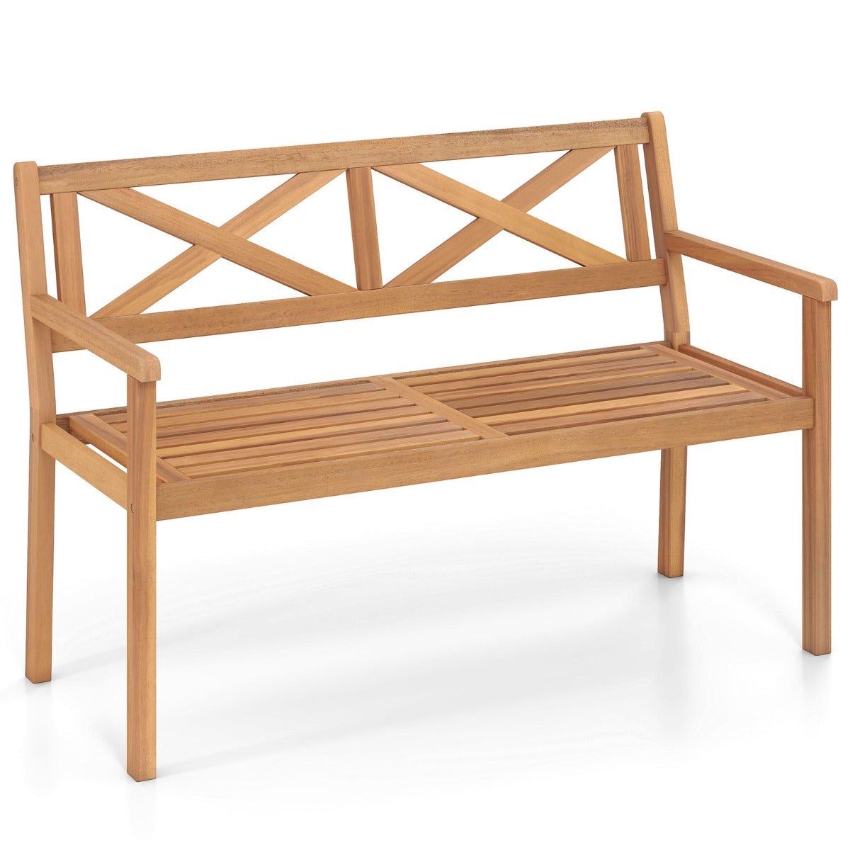 LIVSK Tuinbank van Acaciahout - Voor 2 Personen - Ergonomisch Ontwerp - Draagvermogen 360 kg - Naturel