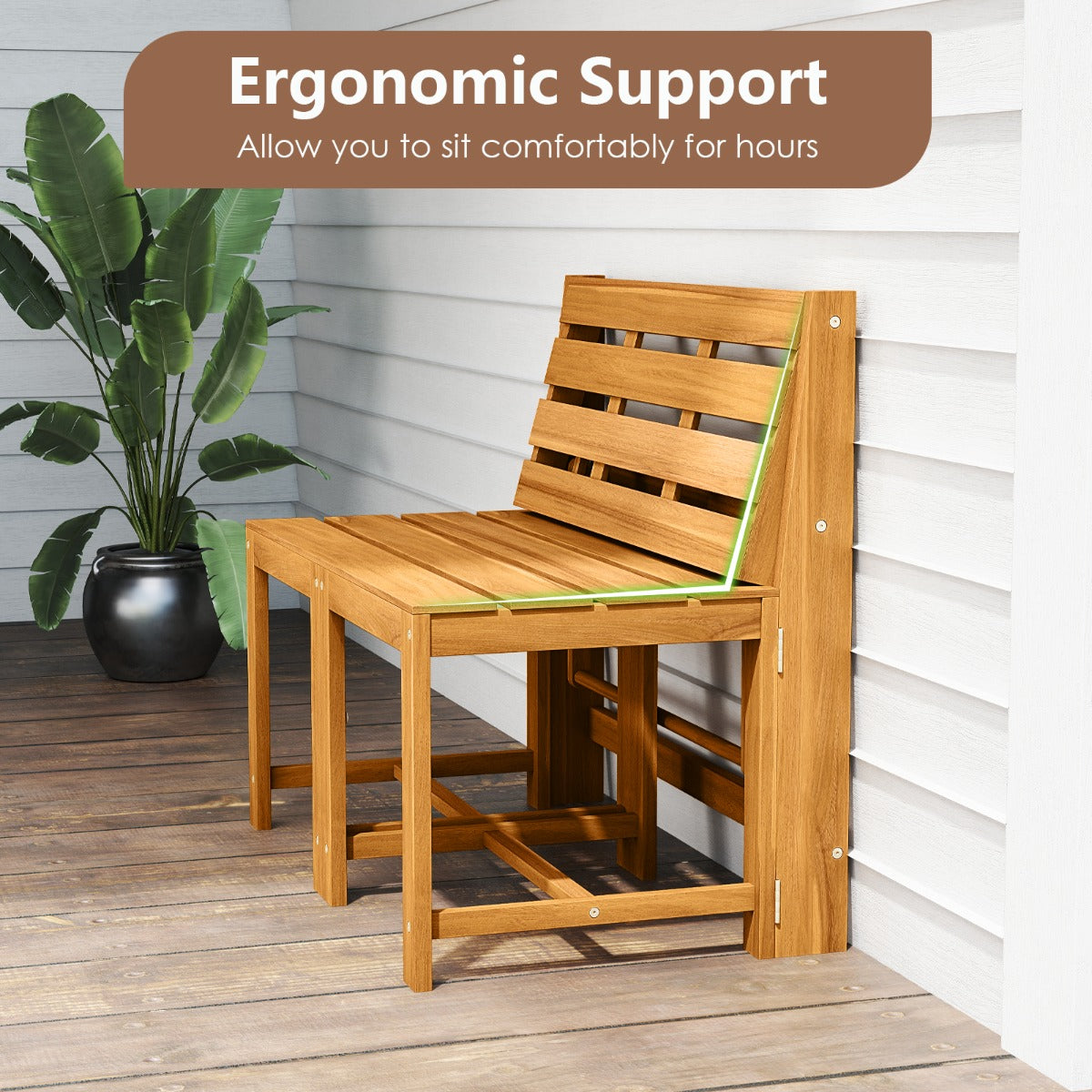 LIVSK Tuinmeubelset - 3-in-1 Ontwerp - Massief Acaciahout - Ergonomisch Zitcomfort - Stabiele Constructie - Naturel