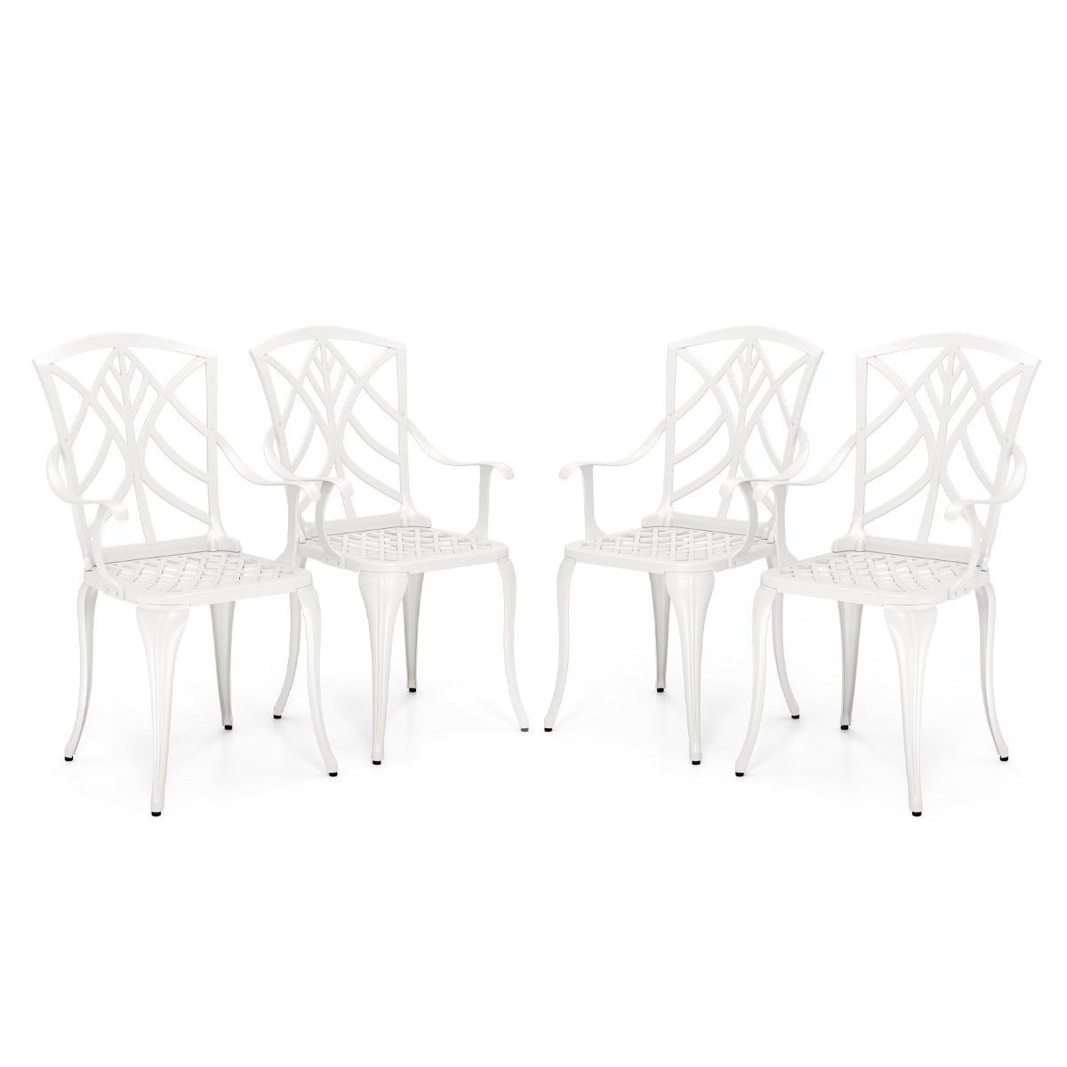 LIVSK Tuinmeubelset - Gegoten Aluminium - Comfortabele Stoelen - Ruim Tafelblad - Parasolgat - Wit