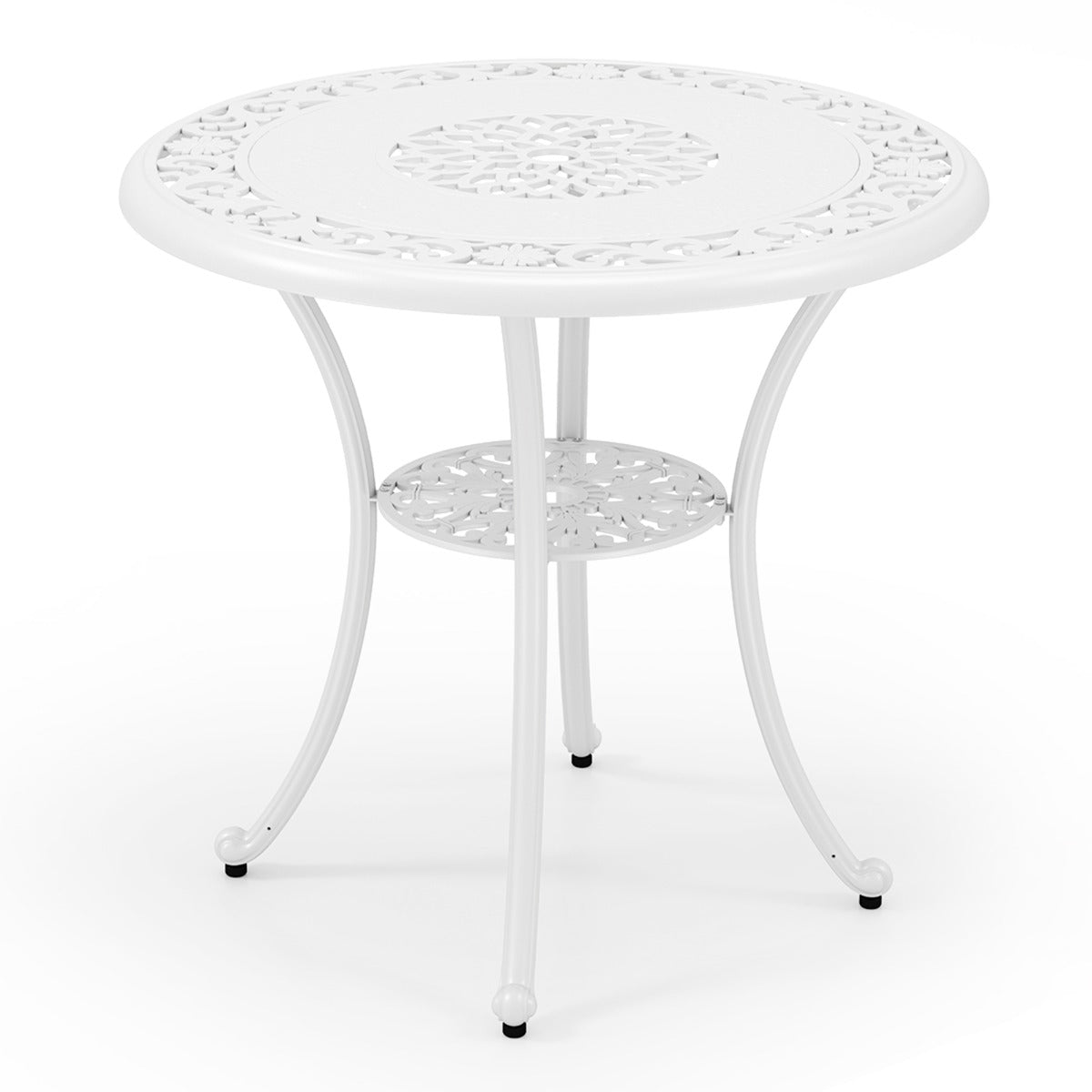 LIVSK Tuinmeubelset - Gegoten Aluminium - Comfortabele Stoelen - Ruim Tafelblad - Parasolgat - Wit