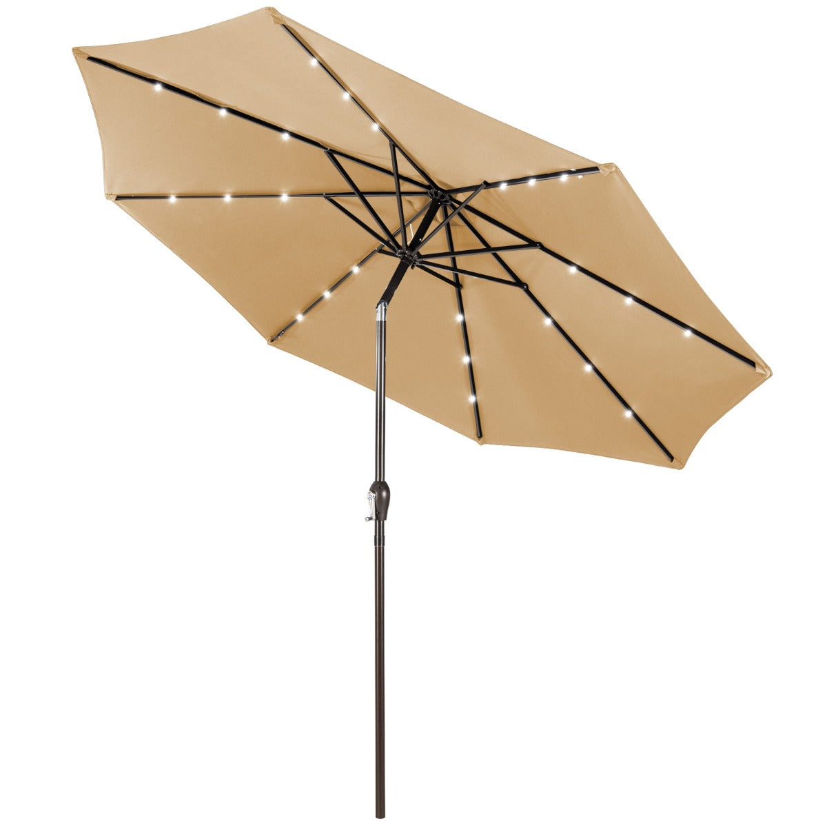 LIVSK Tuinparasol - 3 m UV-Bescherming - Zonne-energie LED Verlichting - Kantelmechanisme - Beige