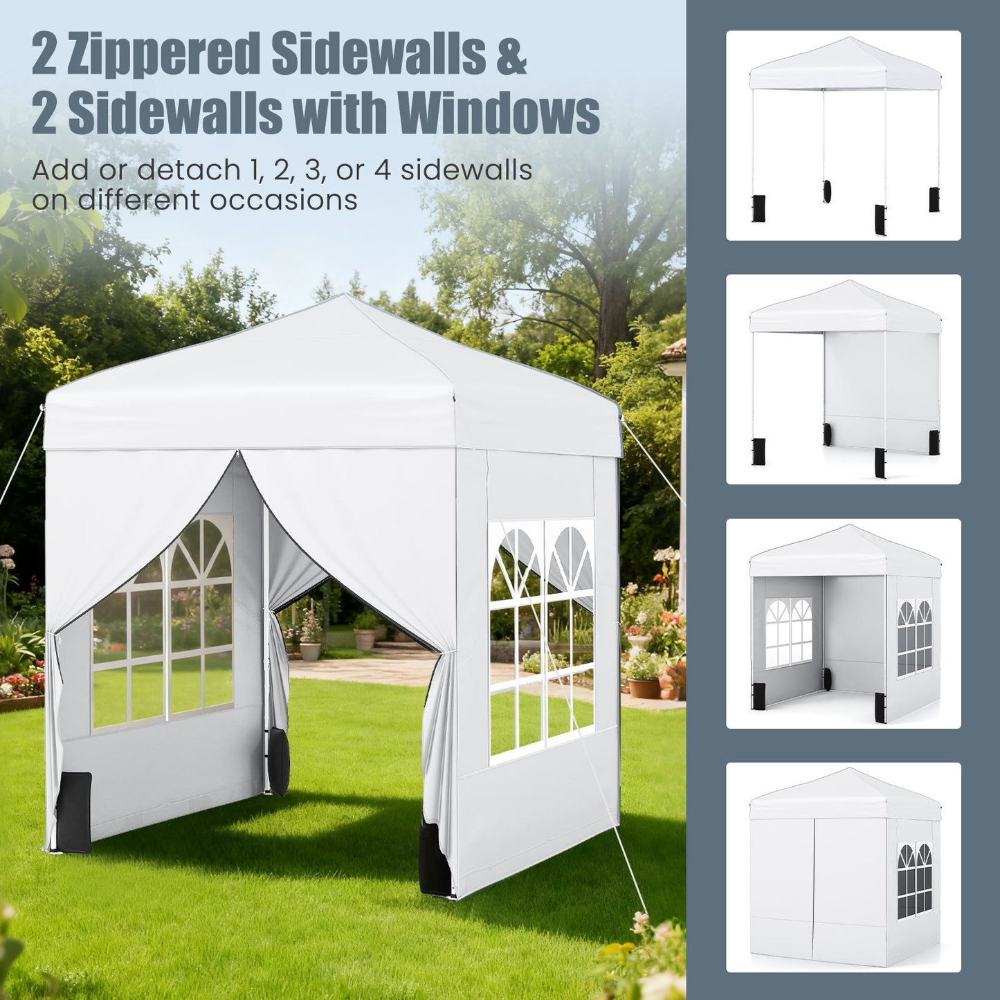 LIVSK Tuinpaviljoen 2x2m - Hoogwaardig Oxford-Stof - Verstelbare Hoogte - Opvouwbaar met Draagtas - Grijs/Zwart/Wit