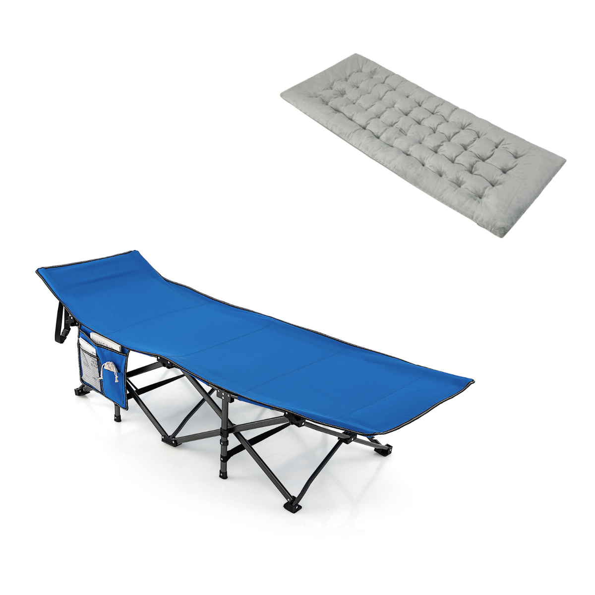LIVSK Veldbed - 272 kg Draagkracht - 10-punts Structuur - Hoogwaardige Oxford-stof - Inclusief Draagtas - Groen/Blauw