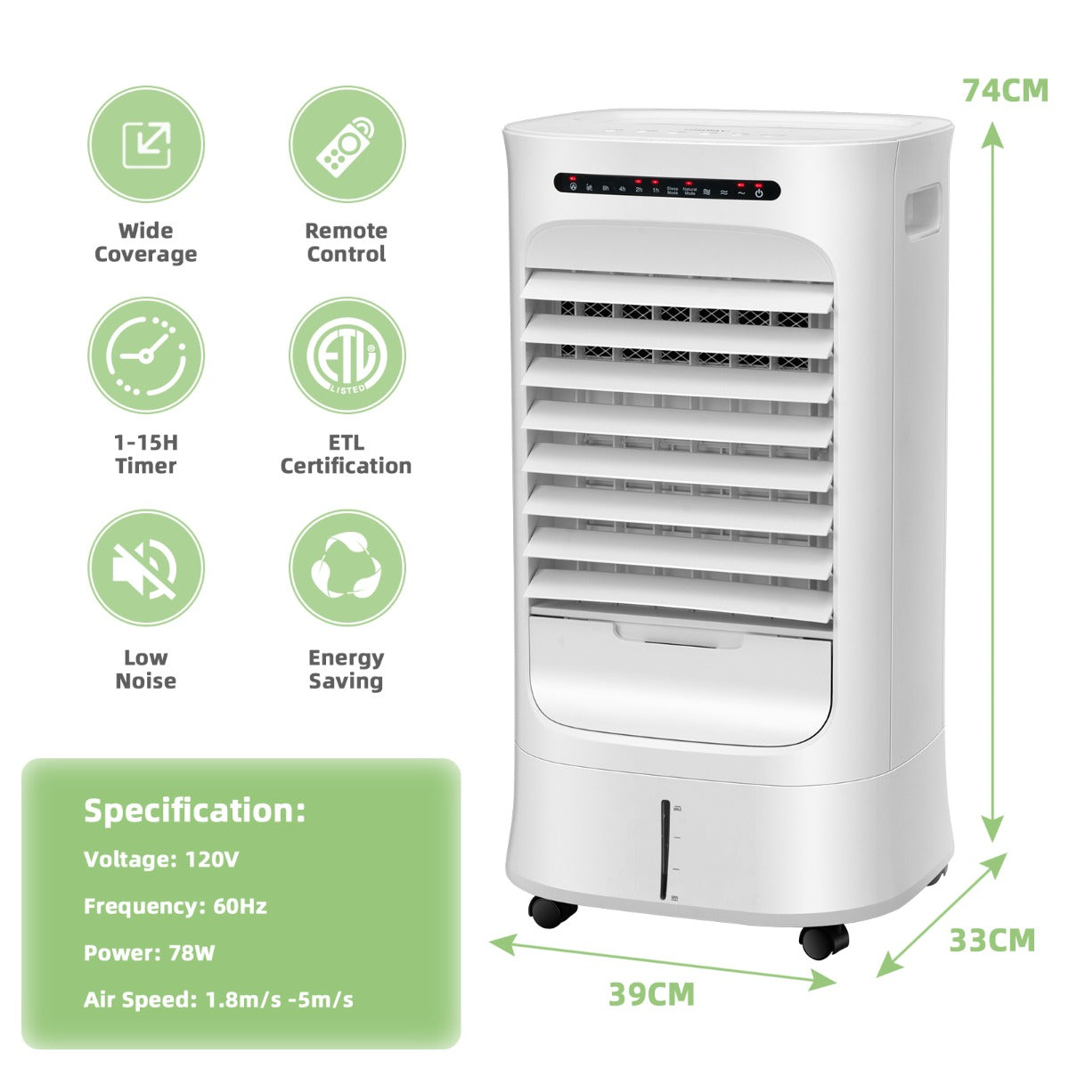 LIVSK Verdampingsluchtkoeler - 3 in 1 Ontwerp - 10L Waterreservoir - Automatische Oscillatie - Wit