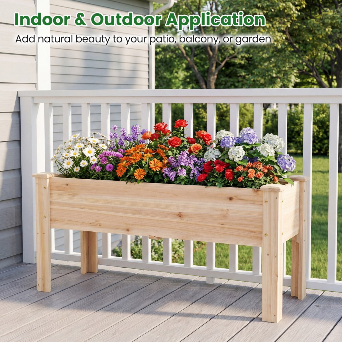 LIVSK Verhoogd Tuinbed - Duurzaam Cederhout - Comfortabele Hoogte 51 cm - Drainagegaten - Voor Groenten en Bloemen - Naturel