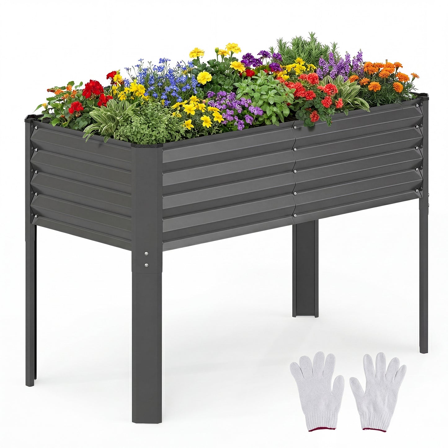 LIVSK Verhoogde Plantenbak - Robuust Verzinkt Metaal - Efficiënt Afwateringssysteem - Comfortabele Hoogte van 77,5 cm -
