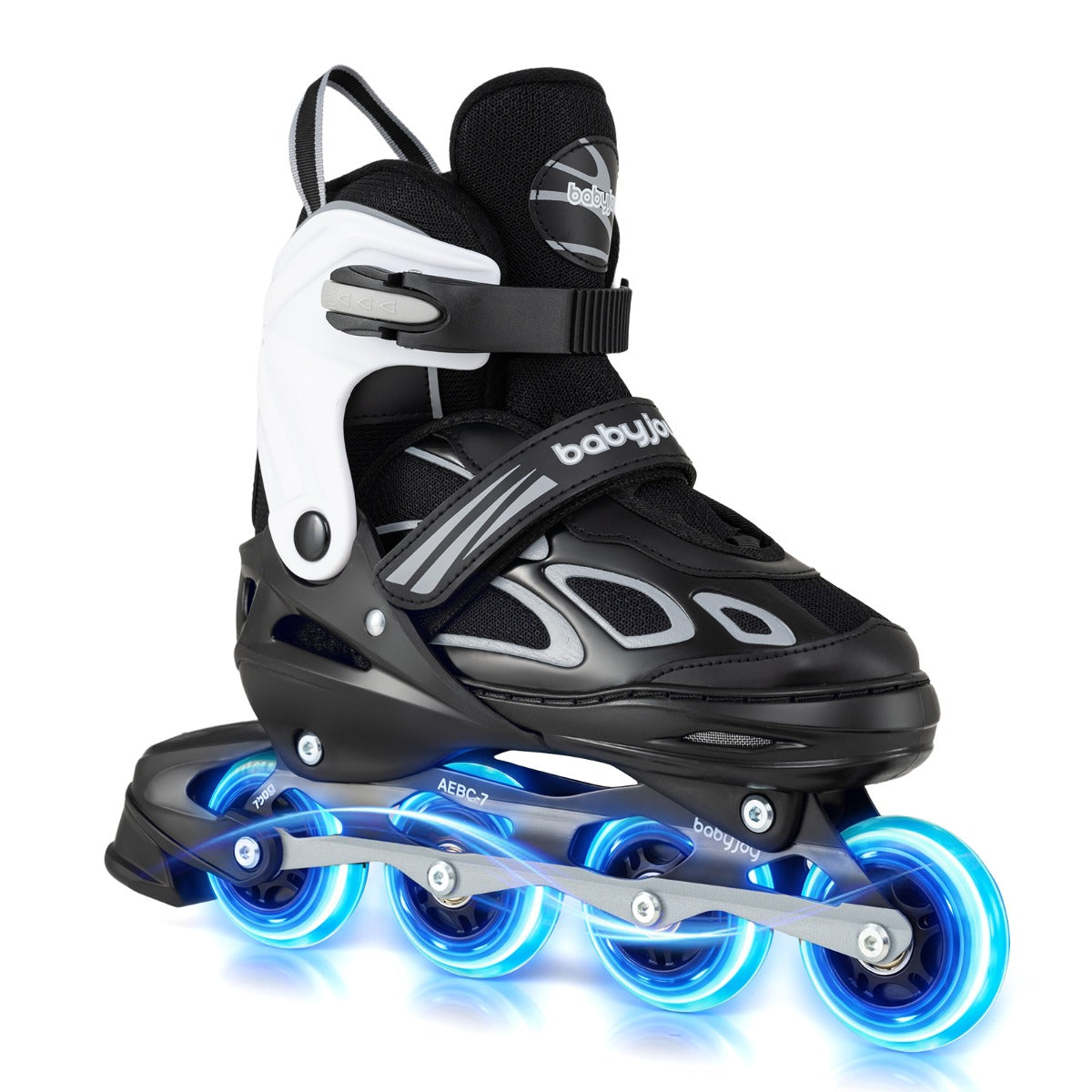 LIVSK Verstelbare Inline Skates voor Kinderen - 4 Maten - LED Verlichte Wielen - Comfortabel en Duurzaam - Wit & Zwart