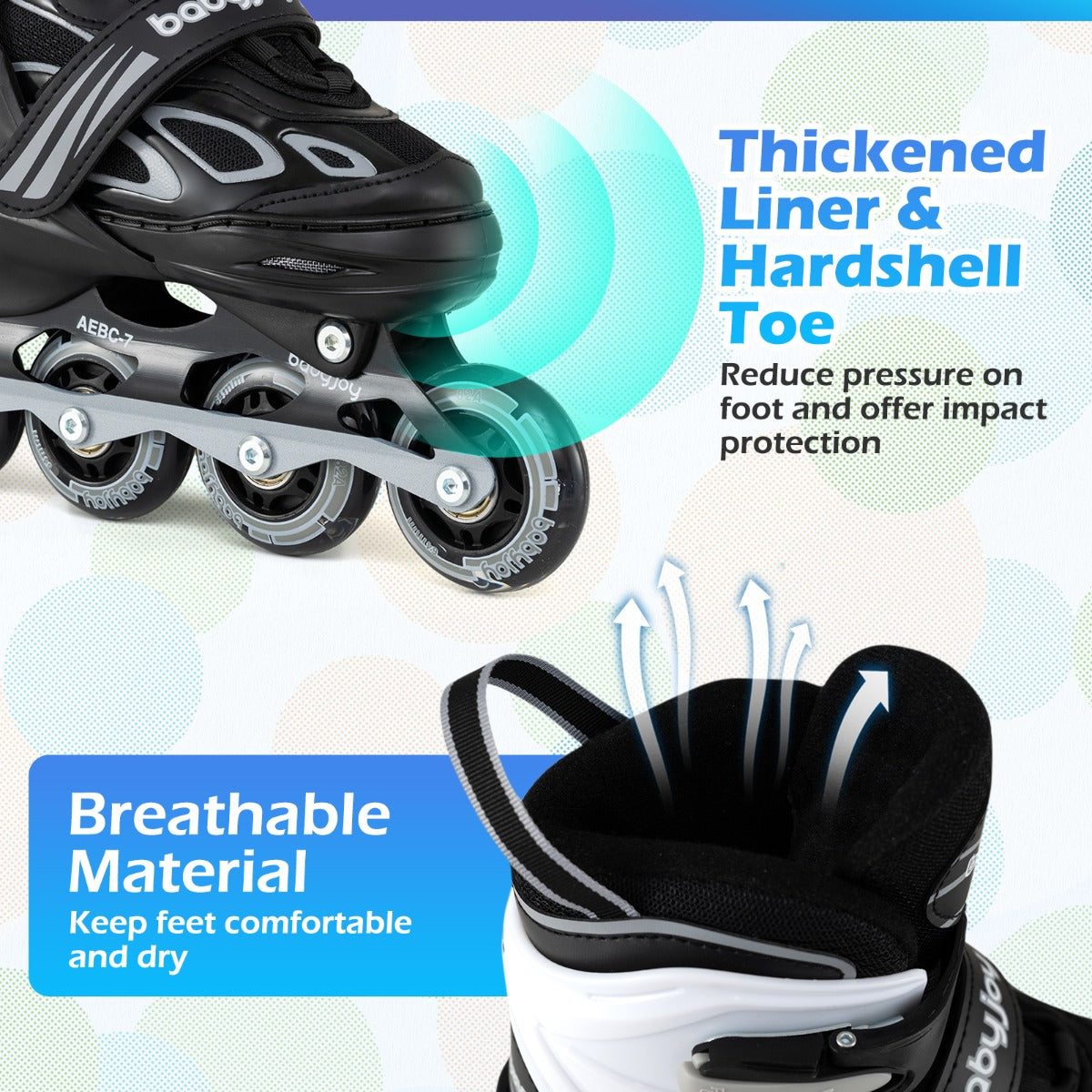LIVSK Verstelbare Inline Skates voor Kinderen - 4 Maten - LED Verlichte Wielen - Gewatteerde Voering - Wit & Zwart