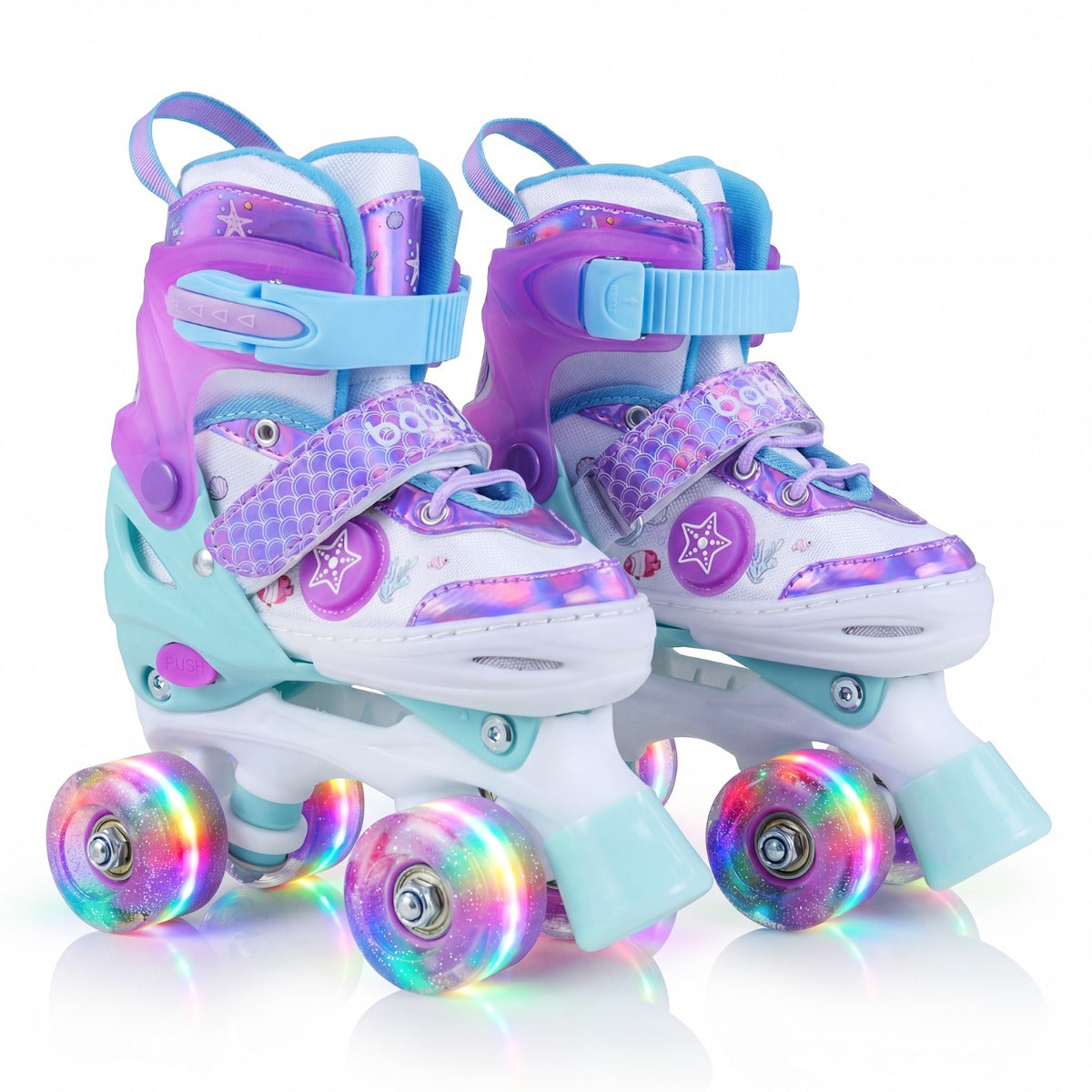 LIVSK Verstelbare Rolschaatsen - Ademend Mesh - Veiligheidsbescherming - Verlichte Wielen - Voor Kinderen 5-14 Jaar - Paars &