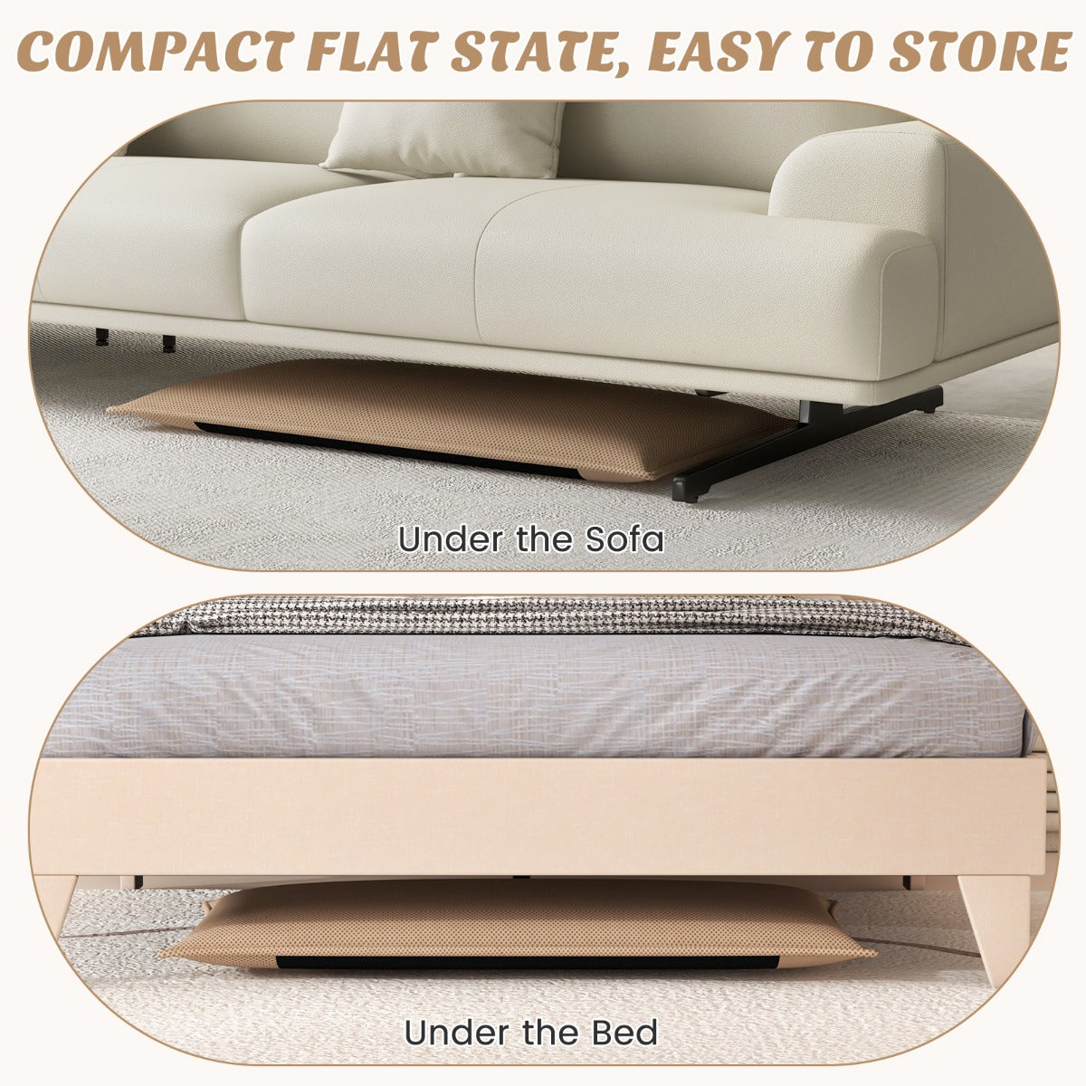 LIVSK Verstelbare Vloerstoel - 6-Traps Rugleuning - Lichtgewicht Metalen Frame - Ideaal voor Kinderen en Volwassenen - Beige