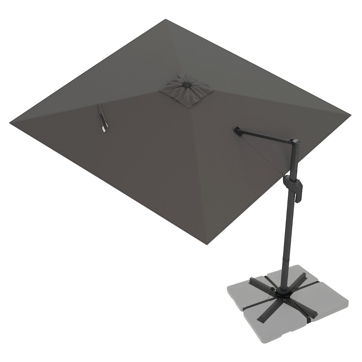 LIVSK Vierkante Parasol - 300 x 300 cm - 360° Draaibaar - 5 Verstelbare Hoeken - Aluminium en Polyester - Grijs