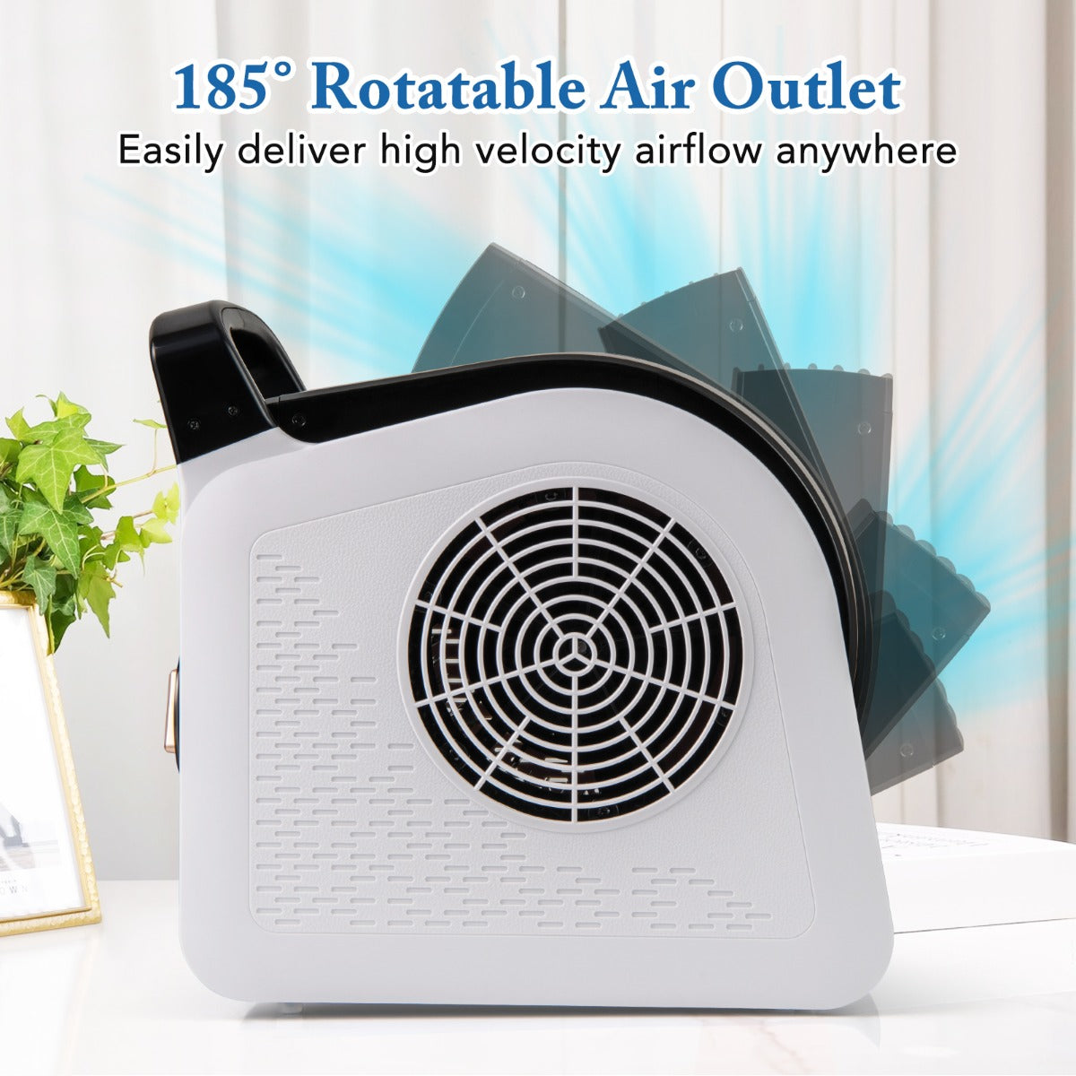 LIVSK Vloerventilator - 3 Snelheden - Draaibare Kop tot 185° - Extra Stopcontacten - Lichtgewicht - Zwart + Wit