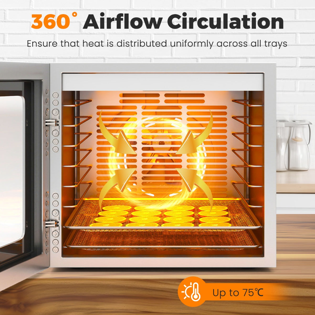 LIVSK Voedseldehydrator - 8 RVS Rekken - Digitale Timer tot 48 uur - 360° Luchtcirculatie - 850W - Zilver
