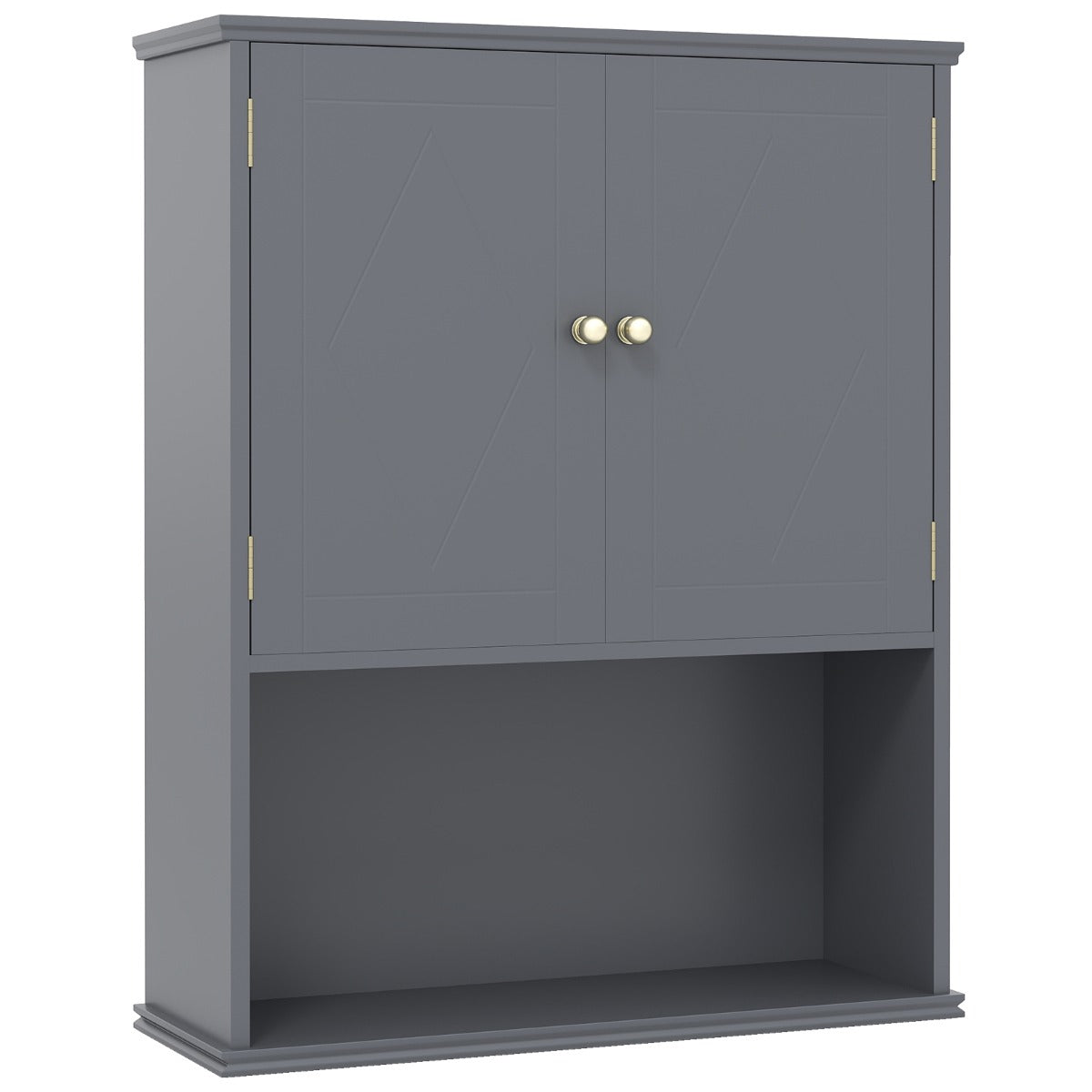 LIVSK Wandkast met 2 Deuren - Wandgemonteerd - Verstelbare Plank - Open Rek - Modern Ontwerp - Zwart / Grijs / Groen