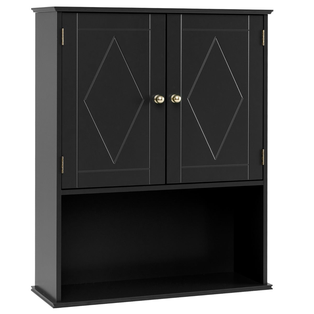 LIVSK Wandkast voor de Badkamer - Wandgemonteerd - Verstelbare Plank - Open Vak - Modern Ontwerp - Zwart