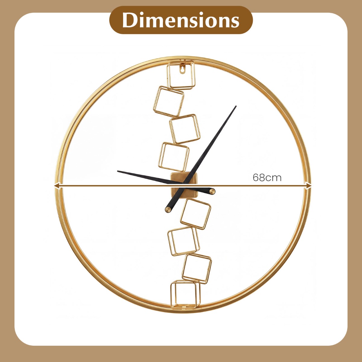 LIVSK Wandklok - Scandinavisch Design - Geruisloos Quartz Uurwerk - Compacte Afmetingen 68 cm - Geel