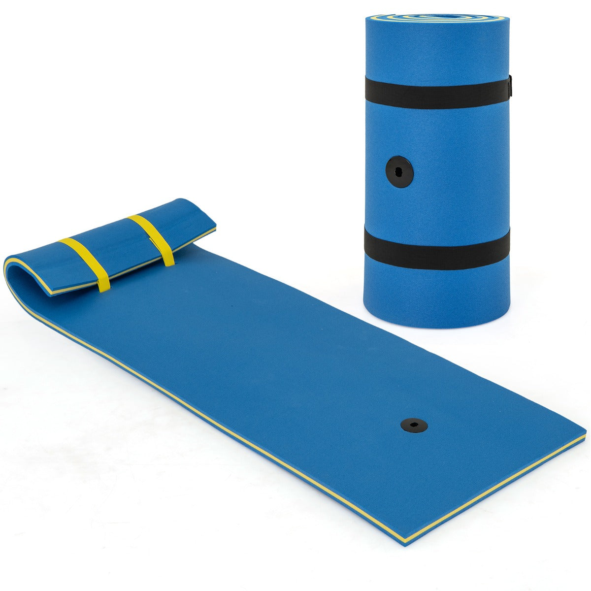 LIVSK Waterhangmat - 3-laags XPE-schuim - Veiligheidskoord 150 cm - Oprolbaar en lichtgewicht - Voor één persoon - Blauw