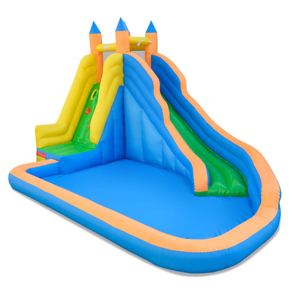 LIVSK Waterspeelpark - Met Glijbaan en Klimwand - Hoog Draagvermogen - Veilig en Duurzaam - Meerkleurig