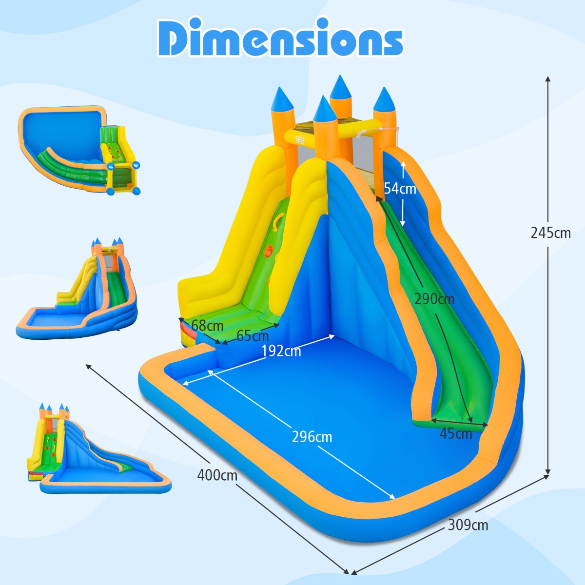 LIVSK Waterspeelpark - Met Glijbaan en Klimwand - Hoog Draagvermogen - Veilig en Duurzaam - Meerkleurig
