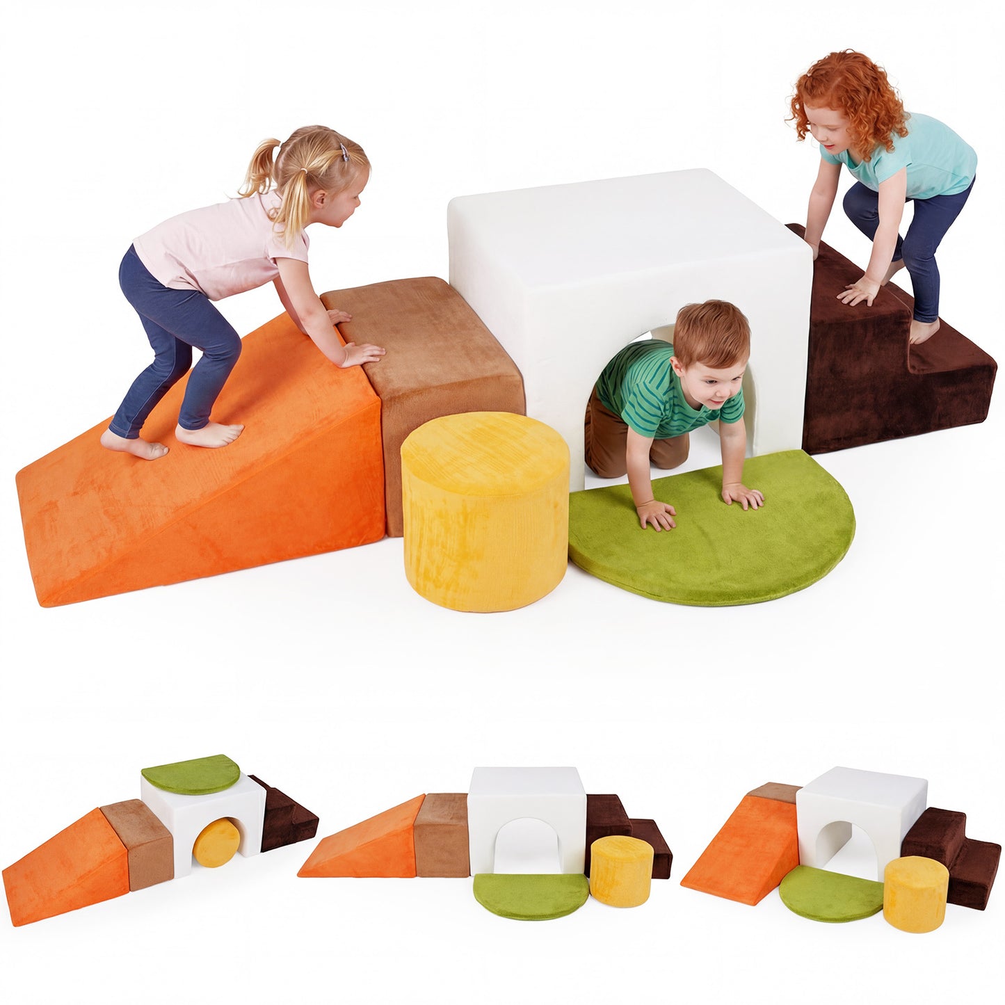 LIVSK Zachte Schuimstenen Set - 6-delige Bouwstenen - Fluwelen Bekleding - Afneembare Hoes - Voor Kinderen vanaf 3 jaar -