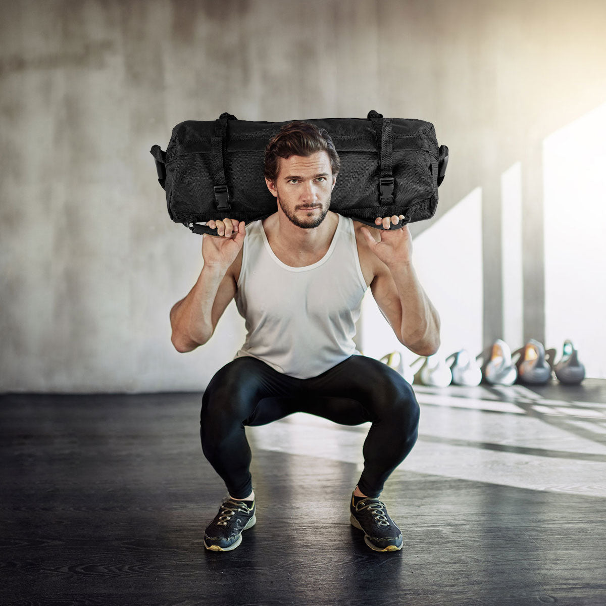 LIVSK Zandzakset - Instelbaar Gewicht - Duurzaam Oxford Materiaal - Inclusief 6 Zandzakken - Voor Krachttraining - Zwart + Geel
