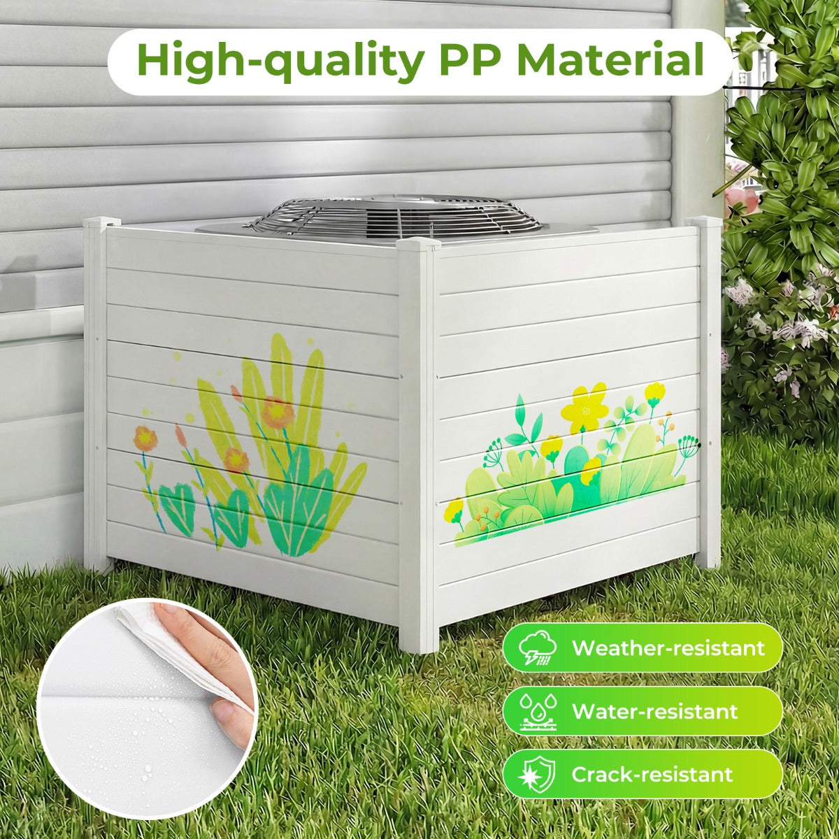 LIVSK Zichtschermhek - Weerbestendig Materiaal - Flexibele Opstelling - Extra Stabiele Palen - 122 x 95 cm - Wit/Zwart