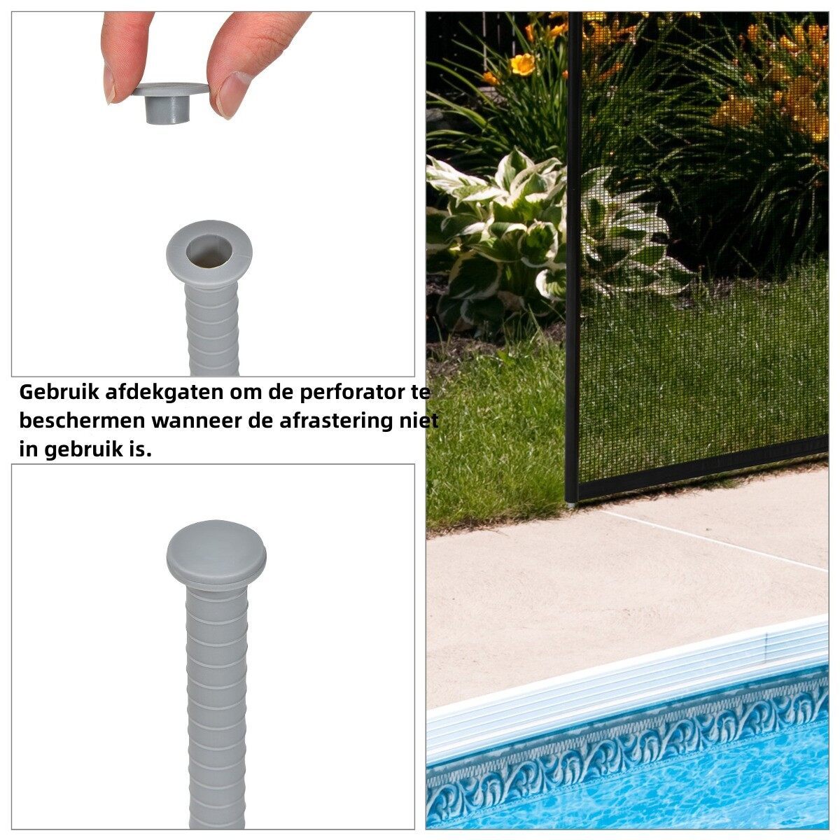 LIVSK Zwembadhek - Veiligheidsoplossing - Flexibel Polyesterweefsel - Ruimtebesparend - 360 x 125 cm - Zwart