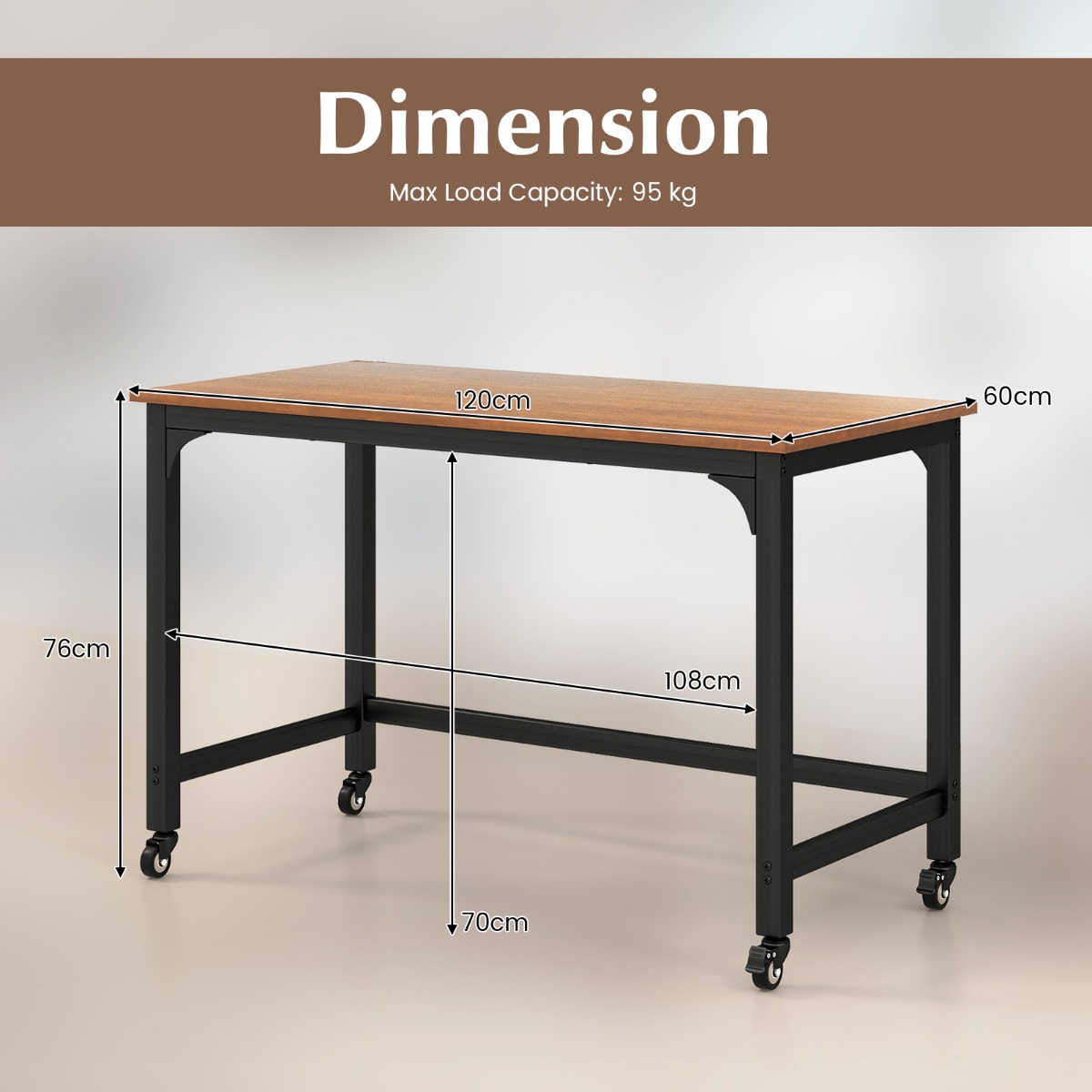 Bureau Met Wieltjes Computertafel Met Metalen Frame Wielen