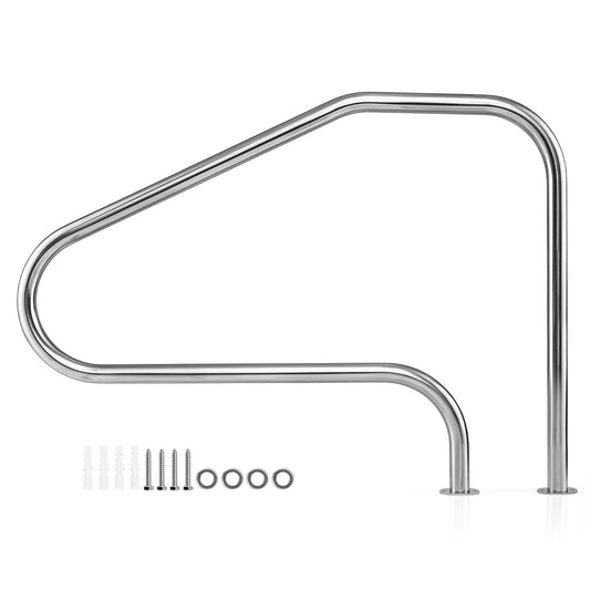 Costway 130 x 94 cm Roestvrijstalen Zwembadleuning Veiligheidsleuning met een Draagvermogen tot 180 kg