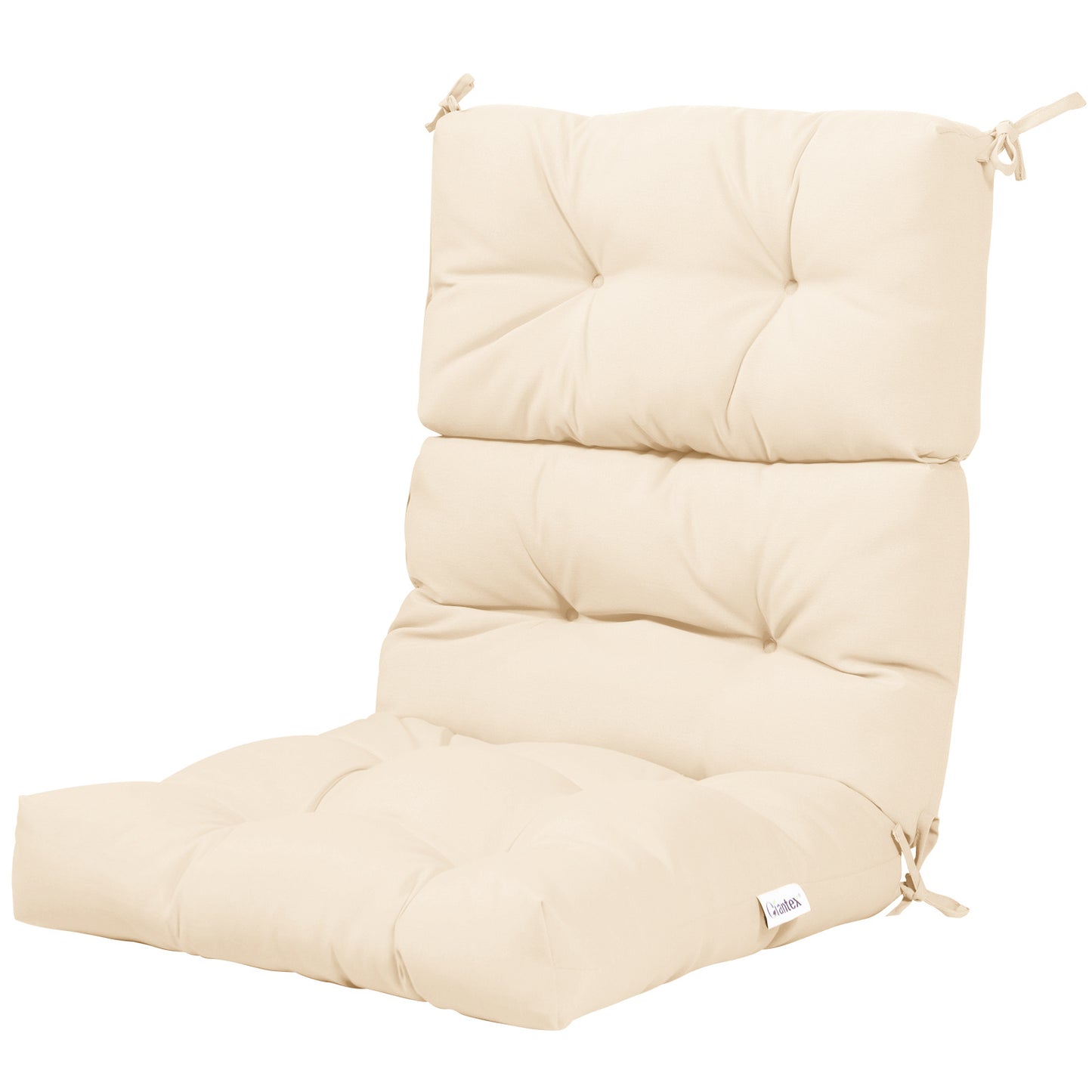 Costway 1Stucks Kussen voor Hoge Rugleuning Zitkussen voor Terrasstoel Antislip Touwriemen Beige
