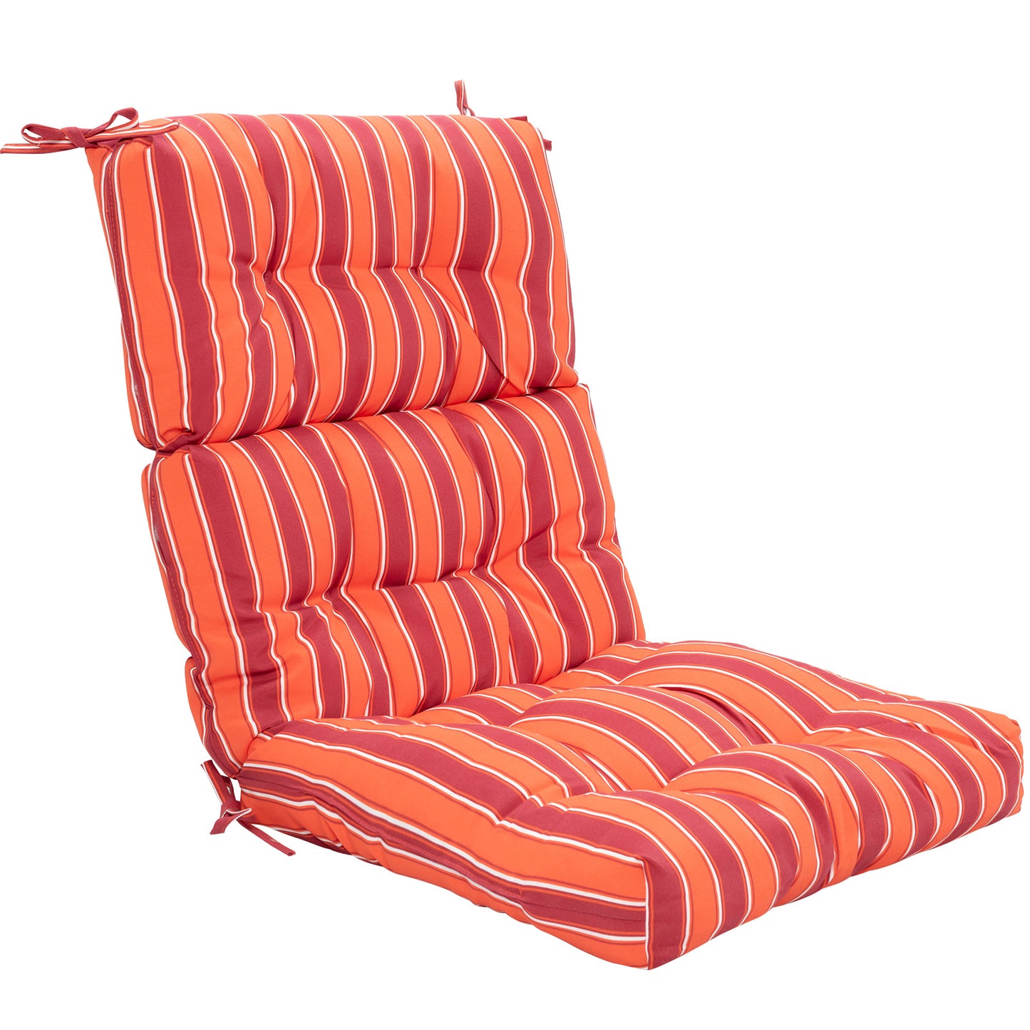 Costway 1Stucks Kussen voor Hoge Rugleuning Zitkussen voor Terrasstoel Antislip Touwriemen Oranje+Rood