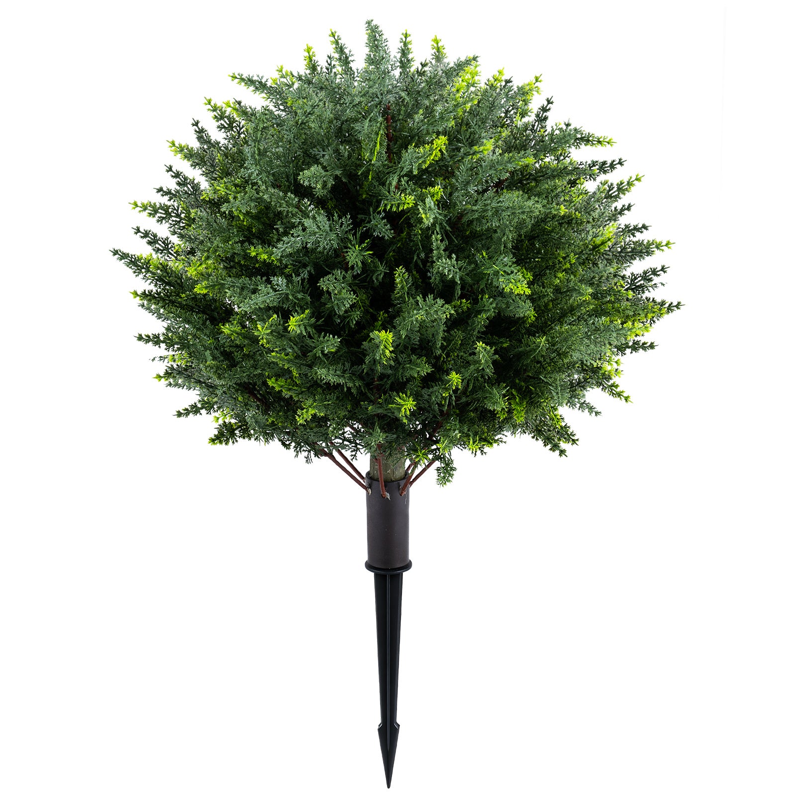 Costway 2-delige set kunstplanten met grondpen 70 cm Kunstmatige cipres van PE Altijd groene kunstplanten UV-bestendig & lichtbestendig voor tuin, balkon & terras