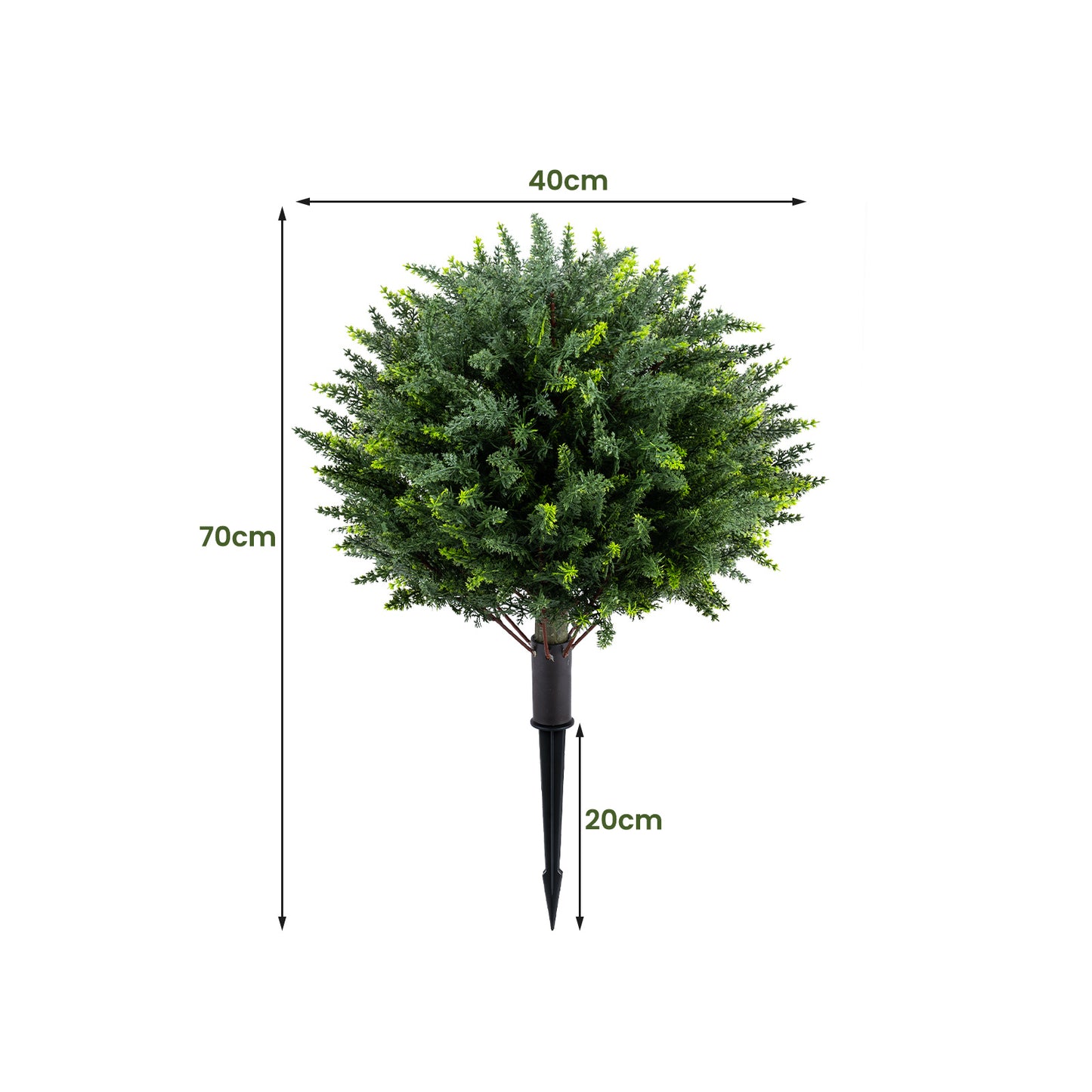 Costway 2-delige set kunstplanten met grondpen 70 cm Kunstmatige cipres van PE Altijd groene kunstplanten UV-bestendig & lichtbestendig voor tuin, balkon & terras