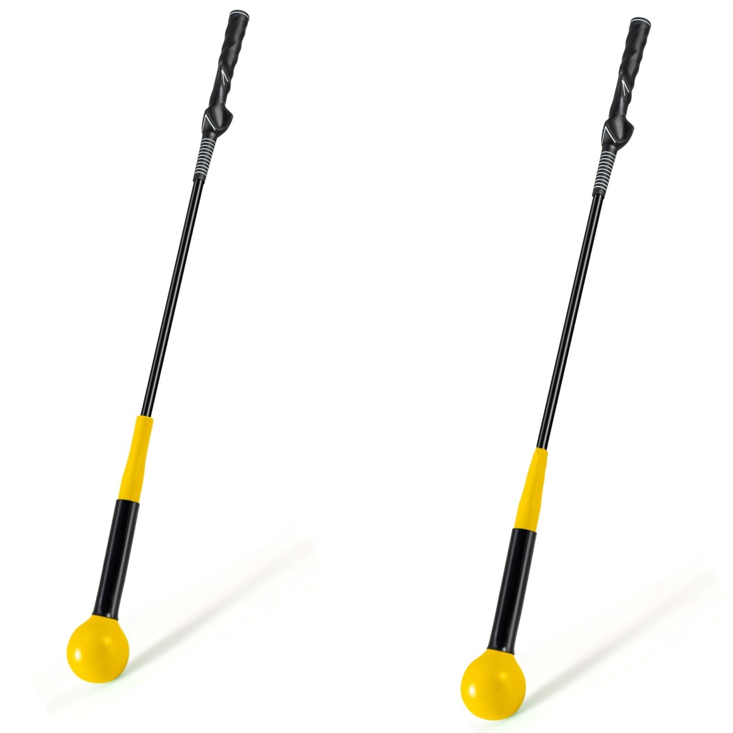 Costway 2 Stucks Golfswingtrainer-hulp 80 cm Golftrainingshulp met Verzwaarde Kop voor Grip Geel