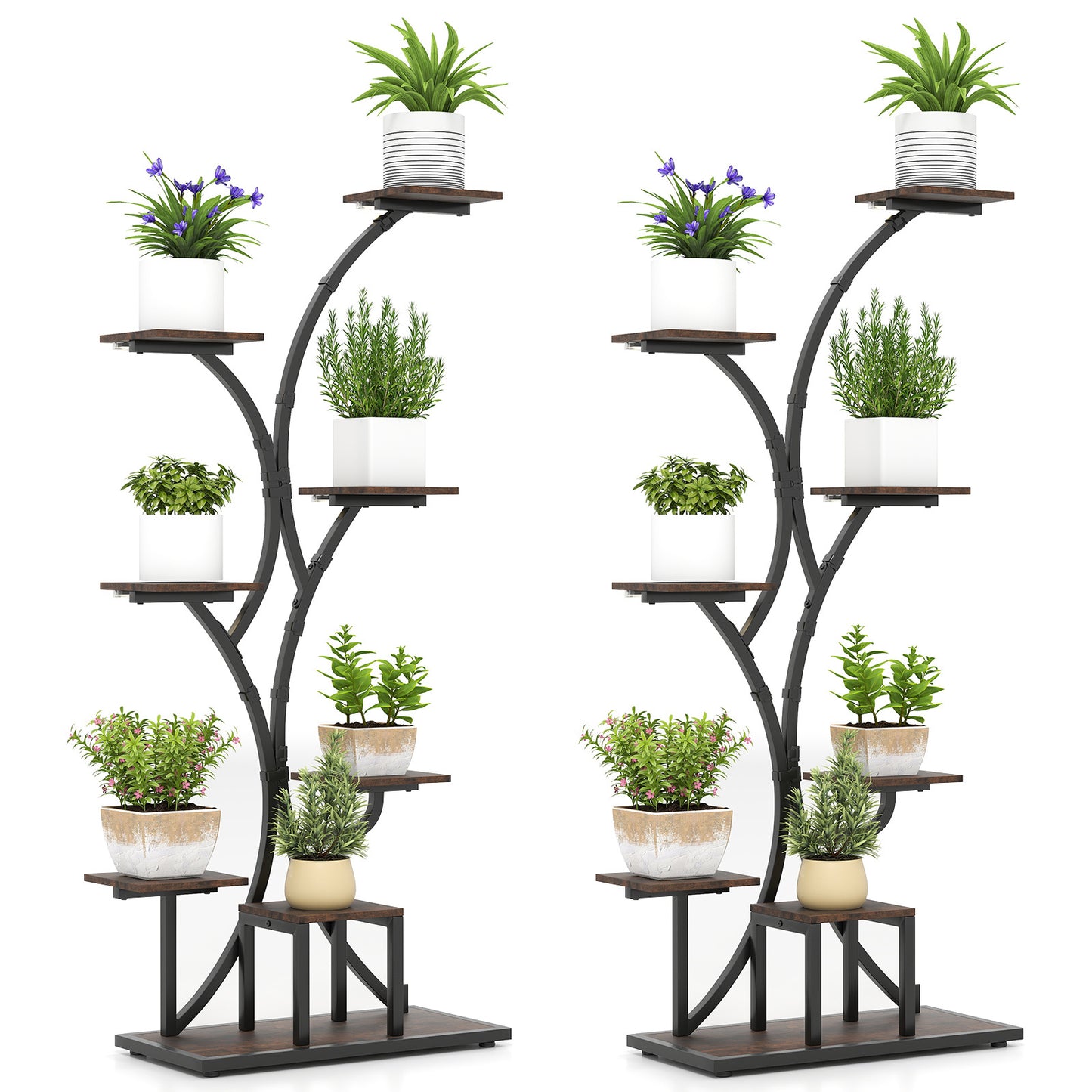 Costway (2 Stucks) Plantenstandaard met Groeilampen 8-laags Plantenrek Bloemenstandaard
