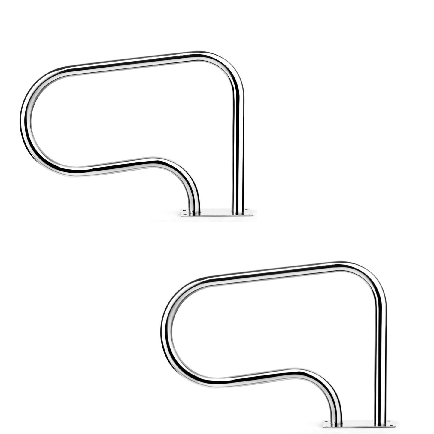 Costway 2 Stucks Roestvrij Stalen Zwembadladder Zwembadladder Trapleuning Instapladder Zwembadladder Inbouwladder Zilver