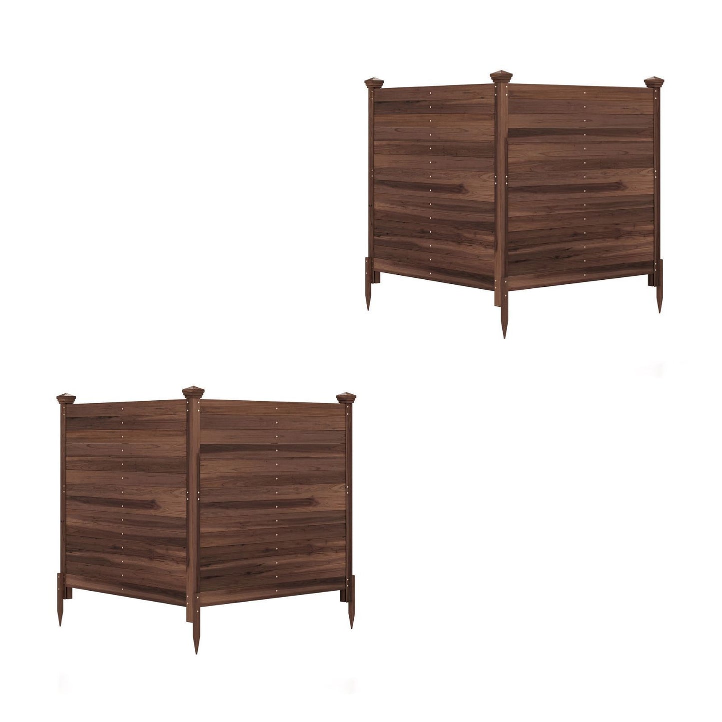 Costway 2 Stucks Zichtscherm 2-delig 119 x 119 cm Tuinhek van Dennenhout Houten Buitenhek Zonder Graven Bruin