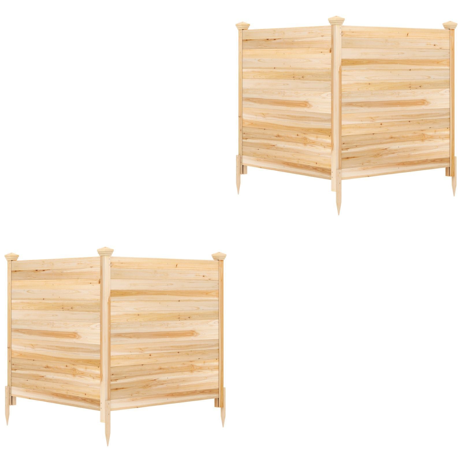 Costway 2 Stucks Zichtscherm 2-delig 119 x 119 cm Tuinhek van Dennenhout Houten Buitenhek Zonder Graven Naturel