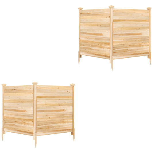Costway 2 Stucks Zichtscherm 2-delig 119 x 119 cm Tuinhek van Dennenhout Houten Buitenhek Zonder Graven Naturel