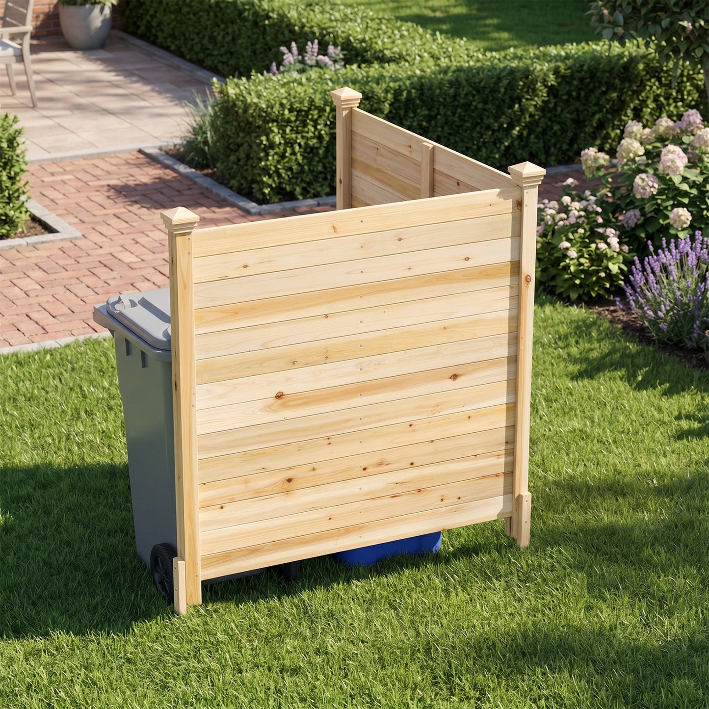 Costway 2 Stucks Zichtscherm 2-delig 119 x 119 cm Tuinhek van Dennenhout Houten Buitenhek Zonder Graven Naturel