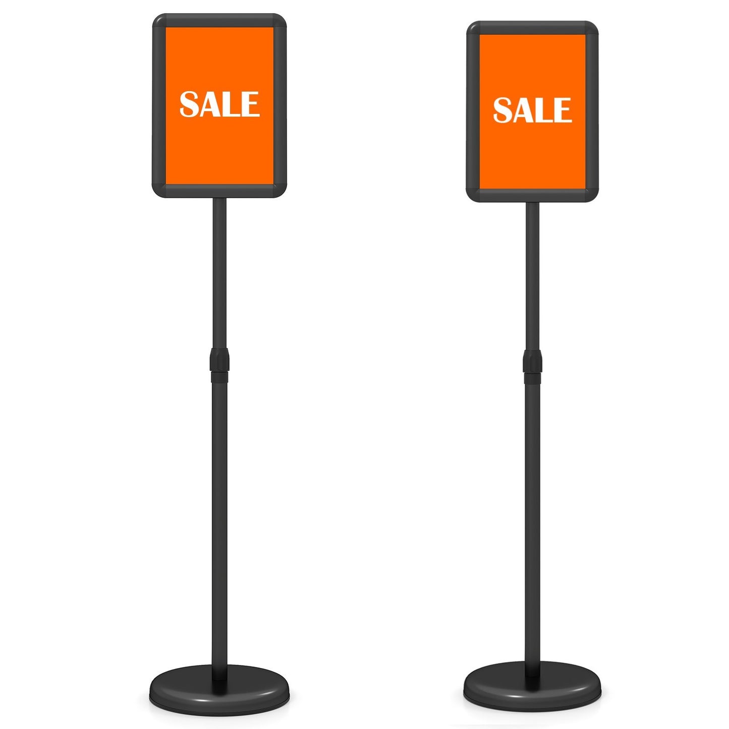 Costway (2 Stuks)Informatiestandaard A3 87–137 cm in Hoogte Verstelbare Draaibare Menukaarthouder Affichehouder met Vulbare Voet Reclamestandaard Zwart