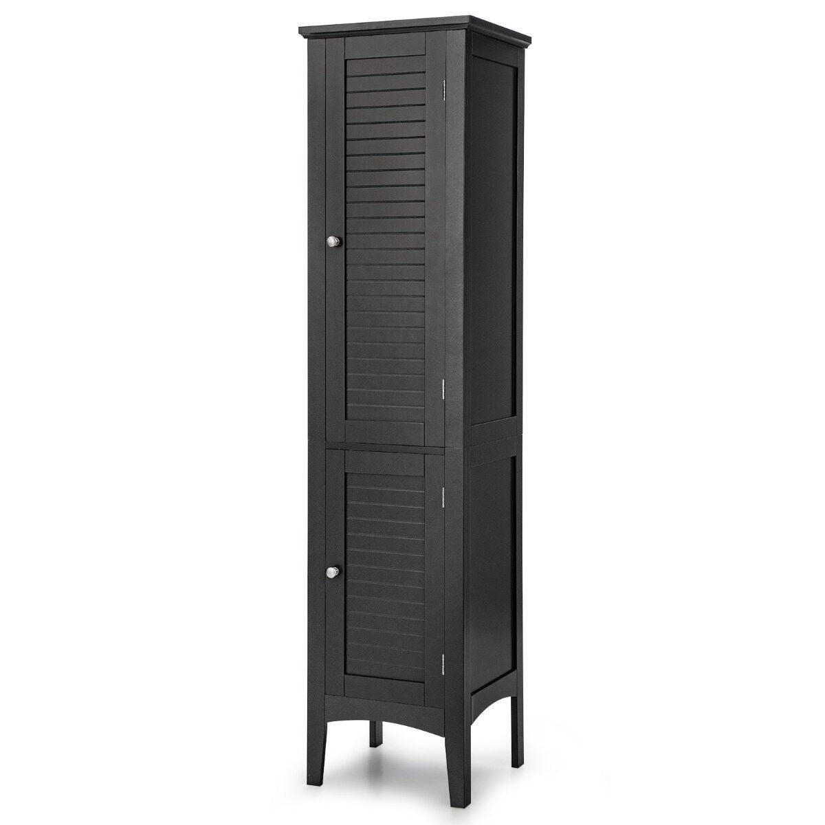 Costway （2 Stuks）Opbergmeubel voor Badkamer Staande Kolom met 5 Niveaus Opbergkasten voor Keuken Woonkamer-Zwart
