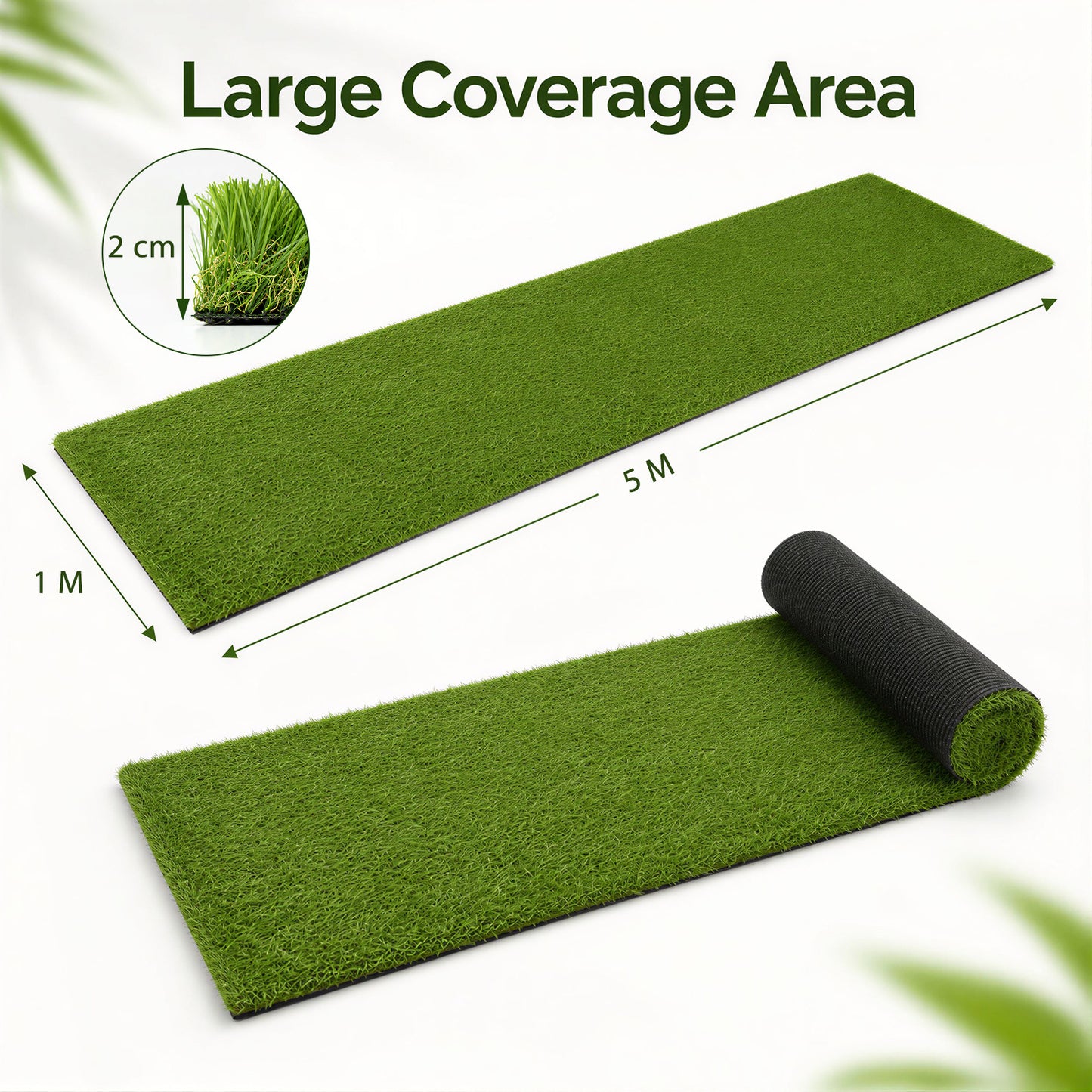 Costway 20 mm Kunstgras Buiten Groen 100 x 500 cm