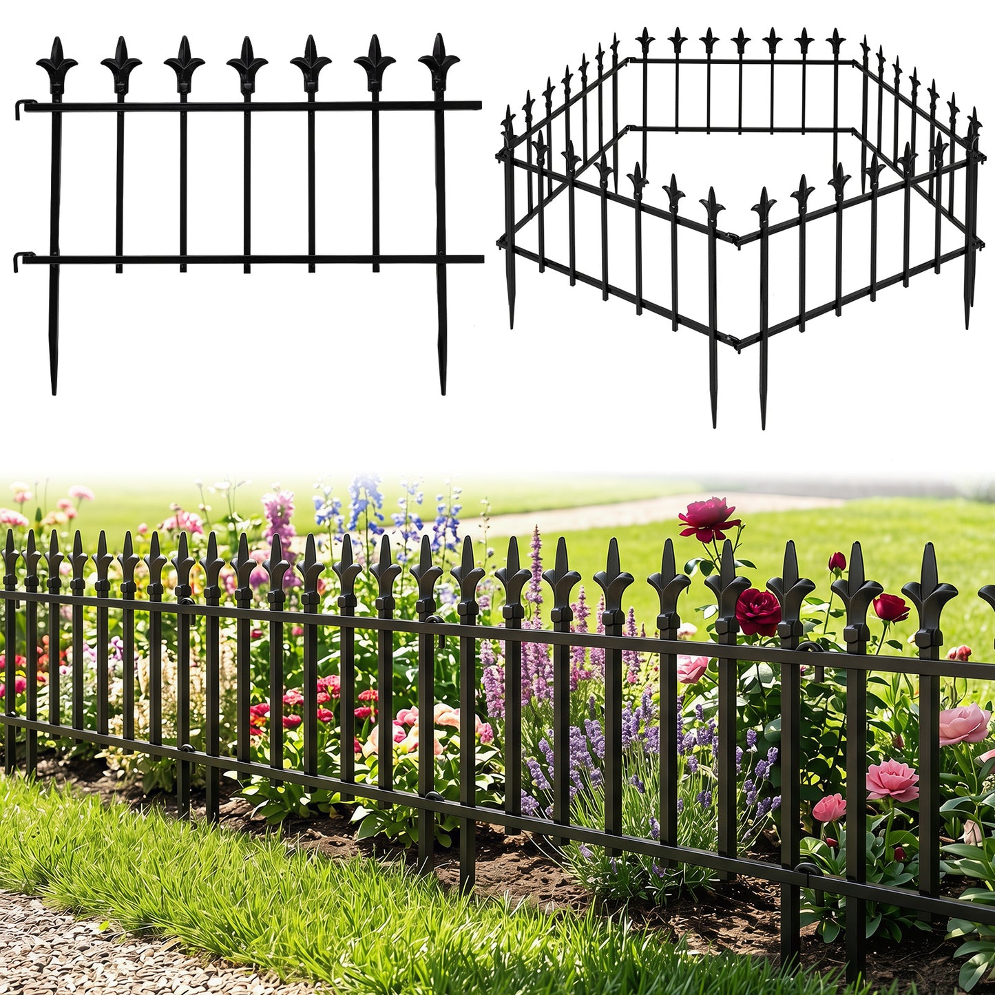 Costway 5 Stuks Metalen Stekhekje Decoratieve Tuinhek