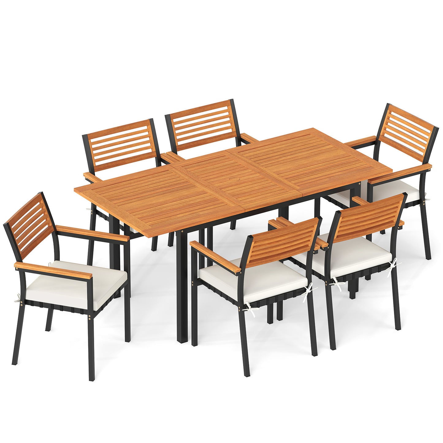 Costway 7-delig Tuinmeubelset Zithoek voor 6 Personen Terrasmeubelset van Acaciahout