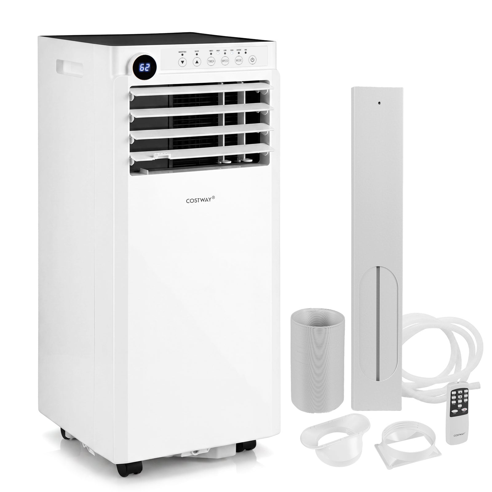 Costway 7000BTU Mobiele Airconditioner 4-in-1 Draagbare Luchtkoeler met Luchtontvochtiger Ventilator Slaapstand