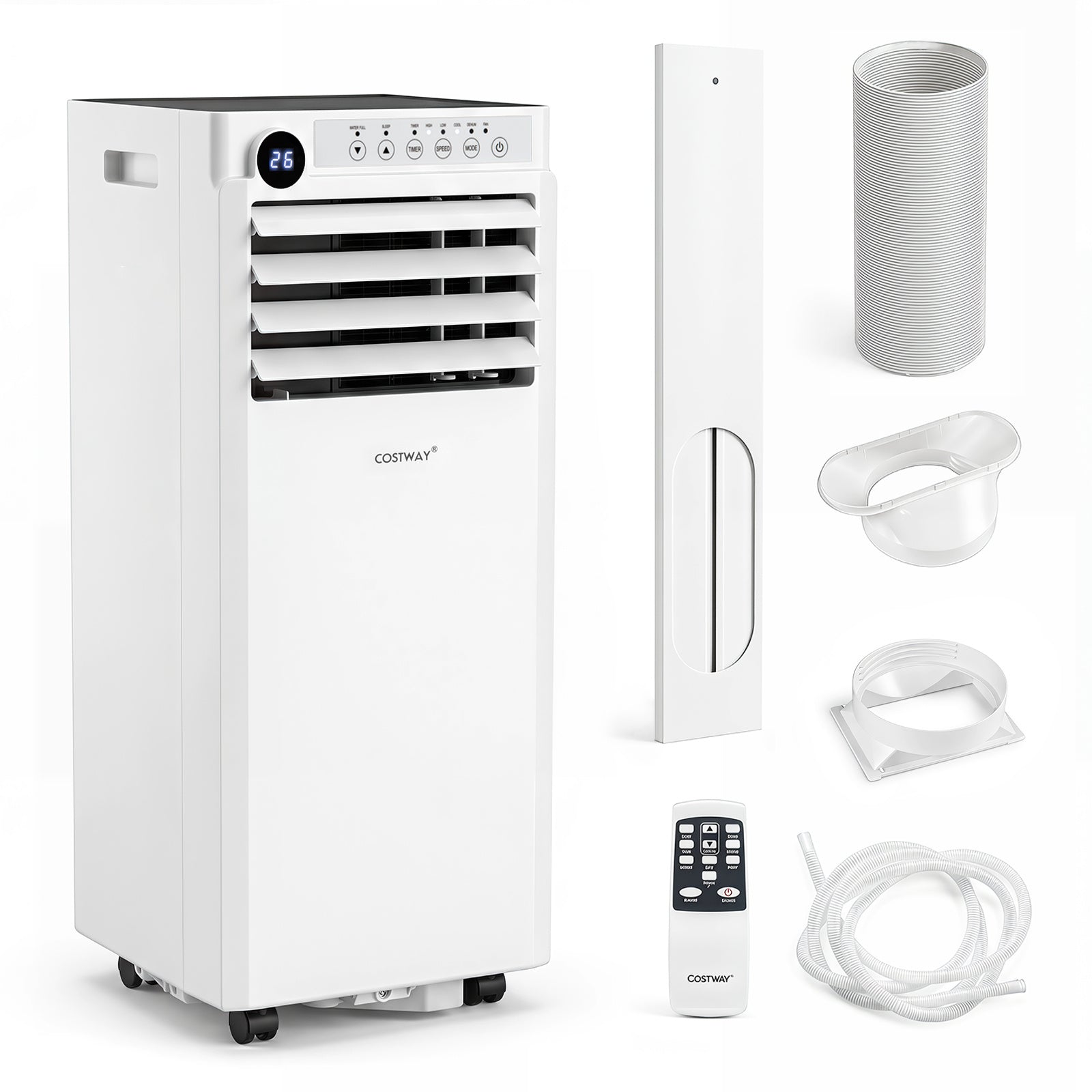 Costway 9000BTU Mobiele Airconditioner 4-in-1 Draagbare Luchtkoeler met Luchtontvochtiger Ventilator Slaapstand